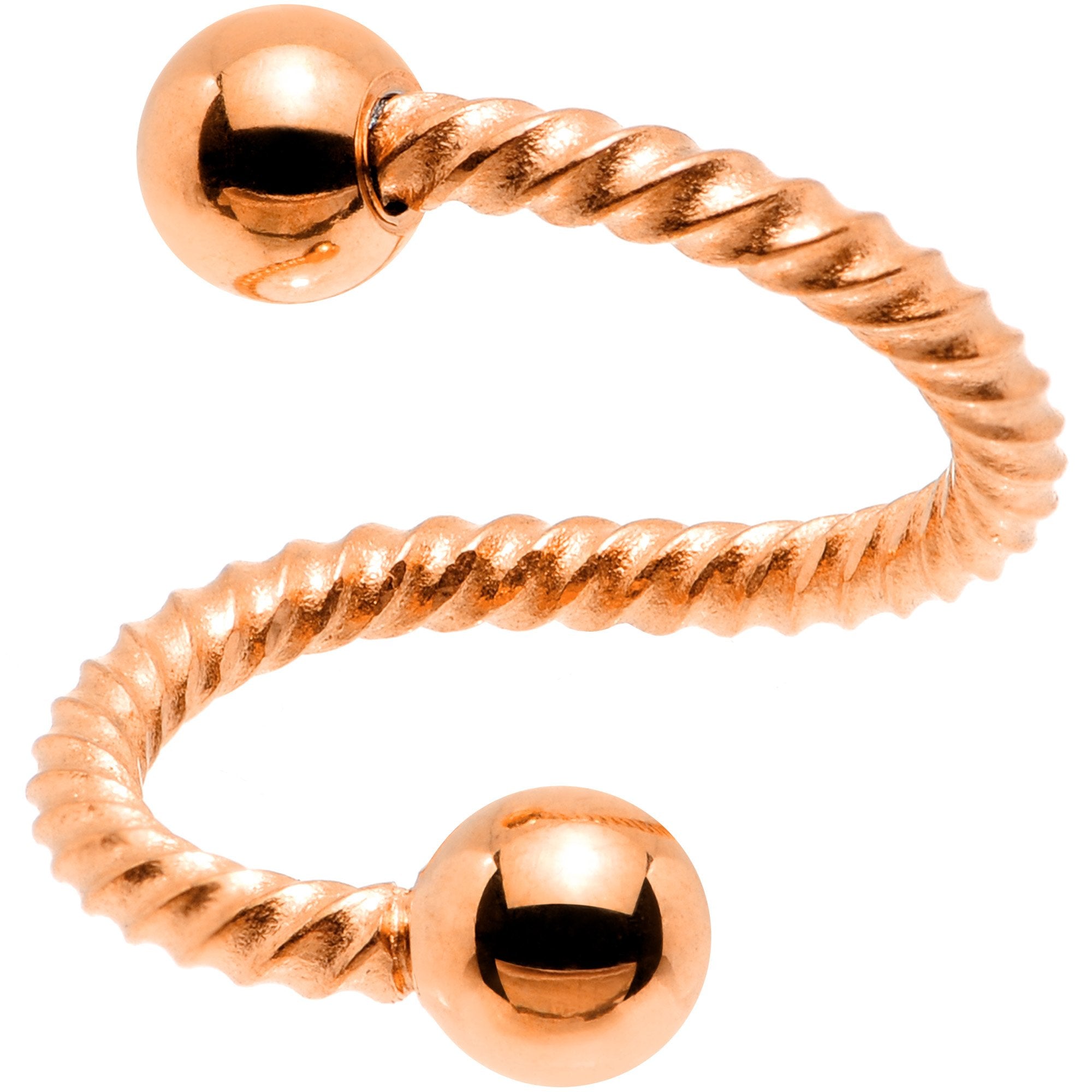 14G 3/8 Rose Gold Tone Twisted Spiral Twister Belly Ring