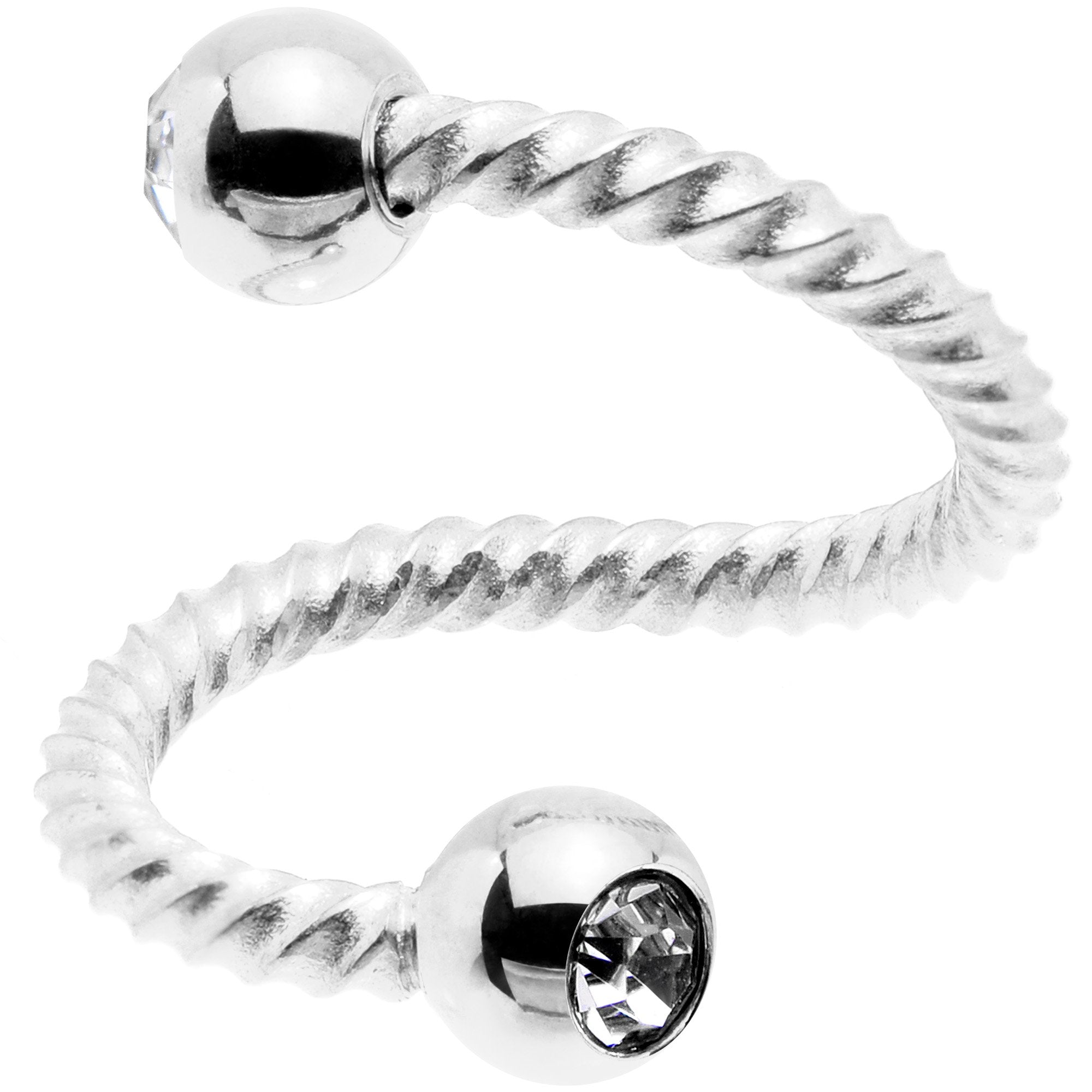14G 3/8 Clear Gem Twist Spiral Twister Belly Ring