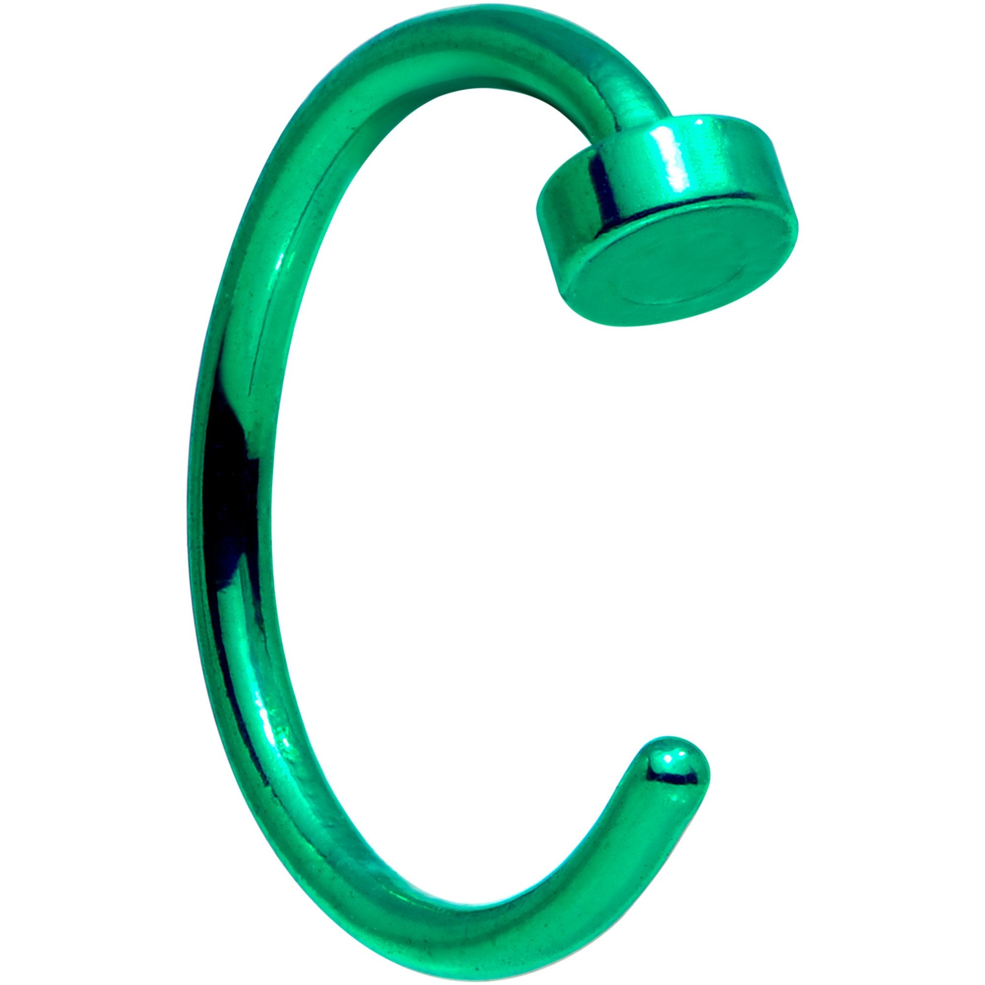 20G 5/16 Green Anodized Titanium Flat Disc Nose Hoop