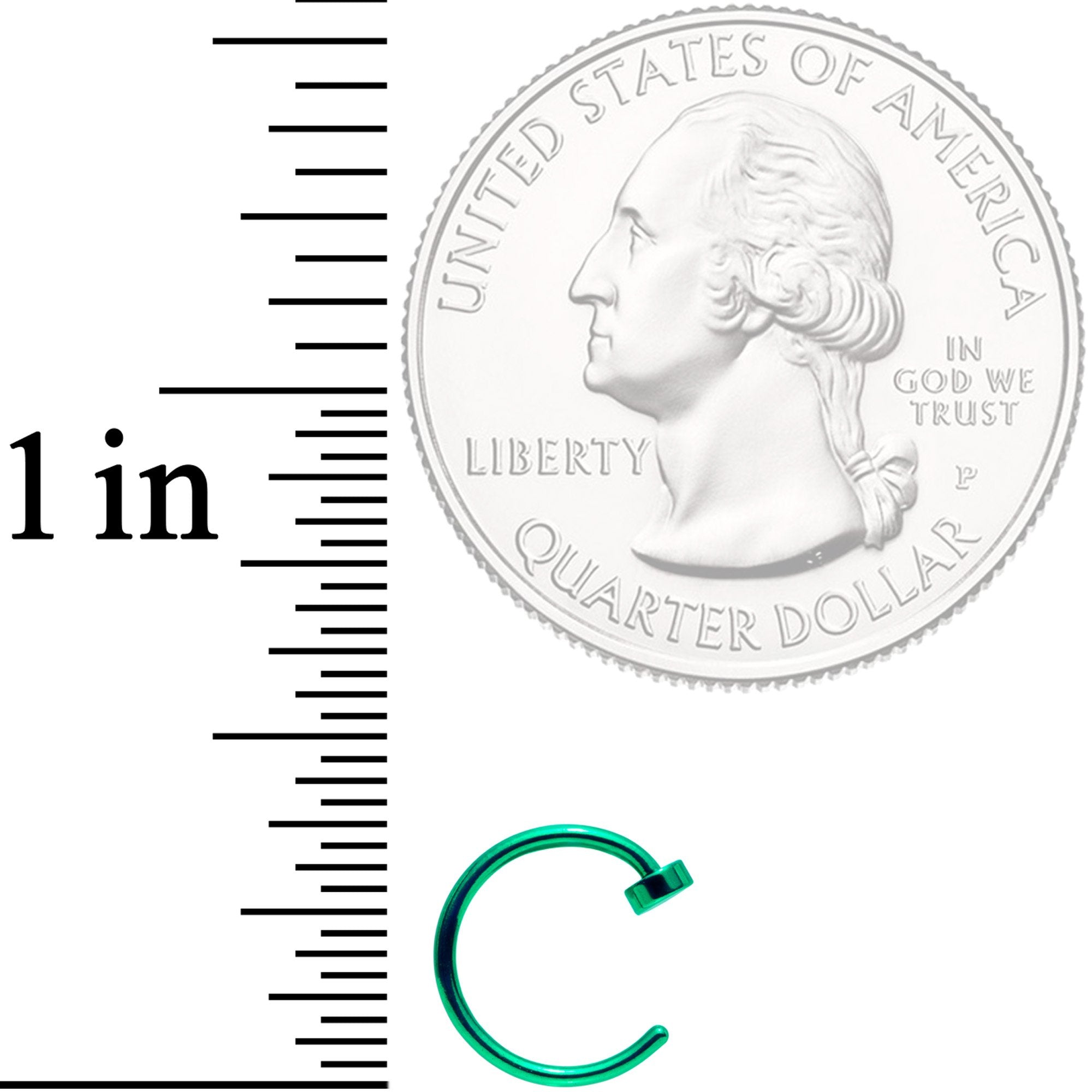 20G 5/16 Green Anodized Titanium Flat Disc Nose Hoop