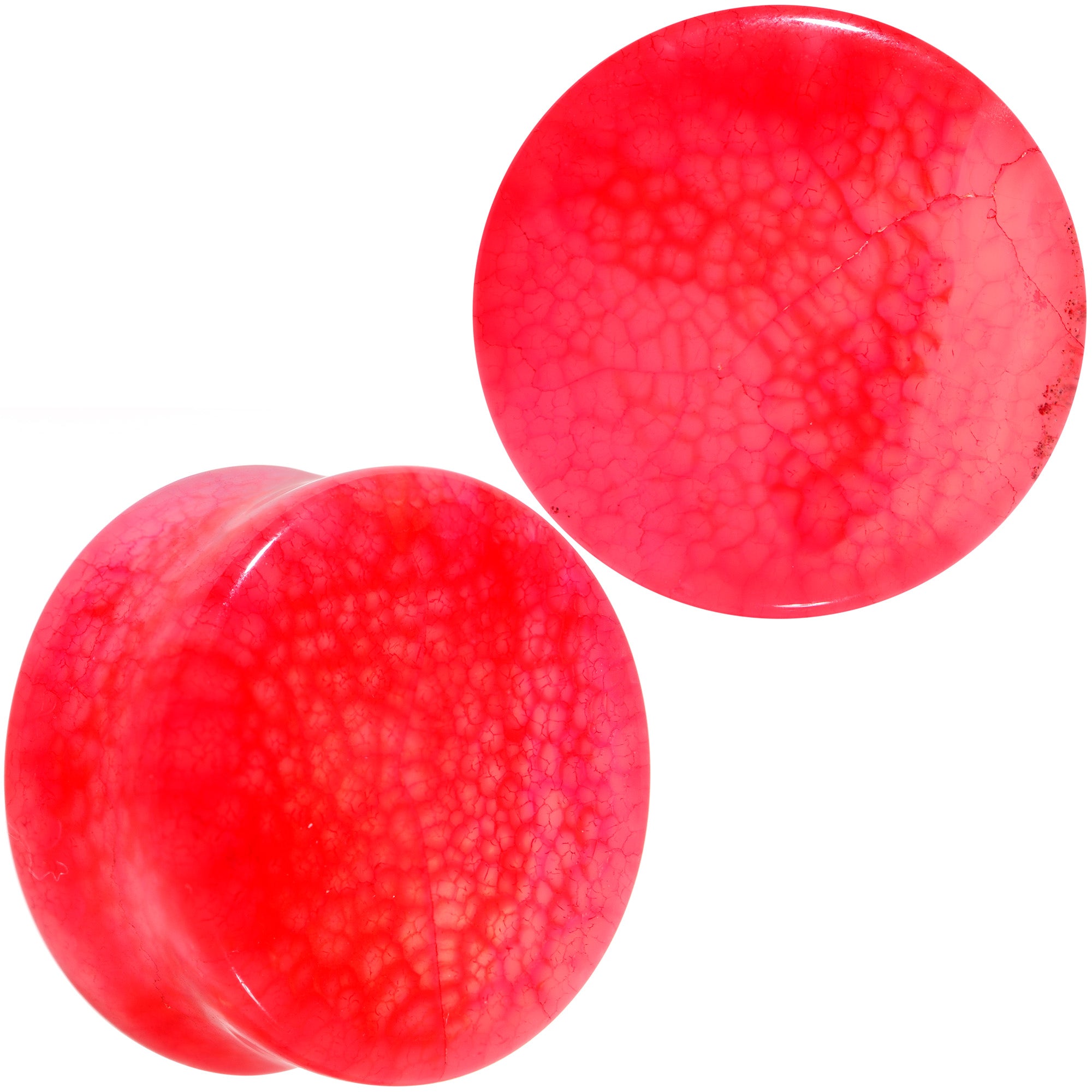 Red Agate Stone Saddle Plug Set Available in Sizes 0 Gauge to 25mm