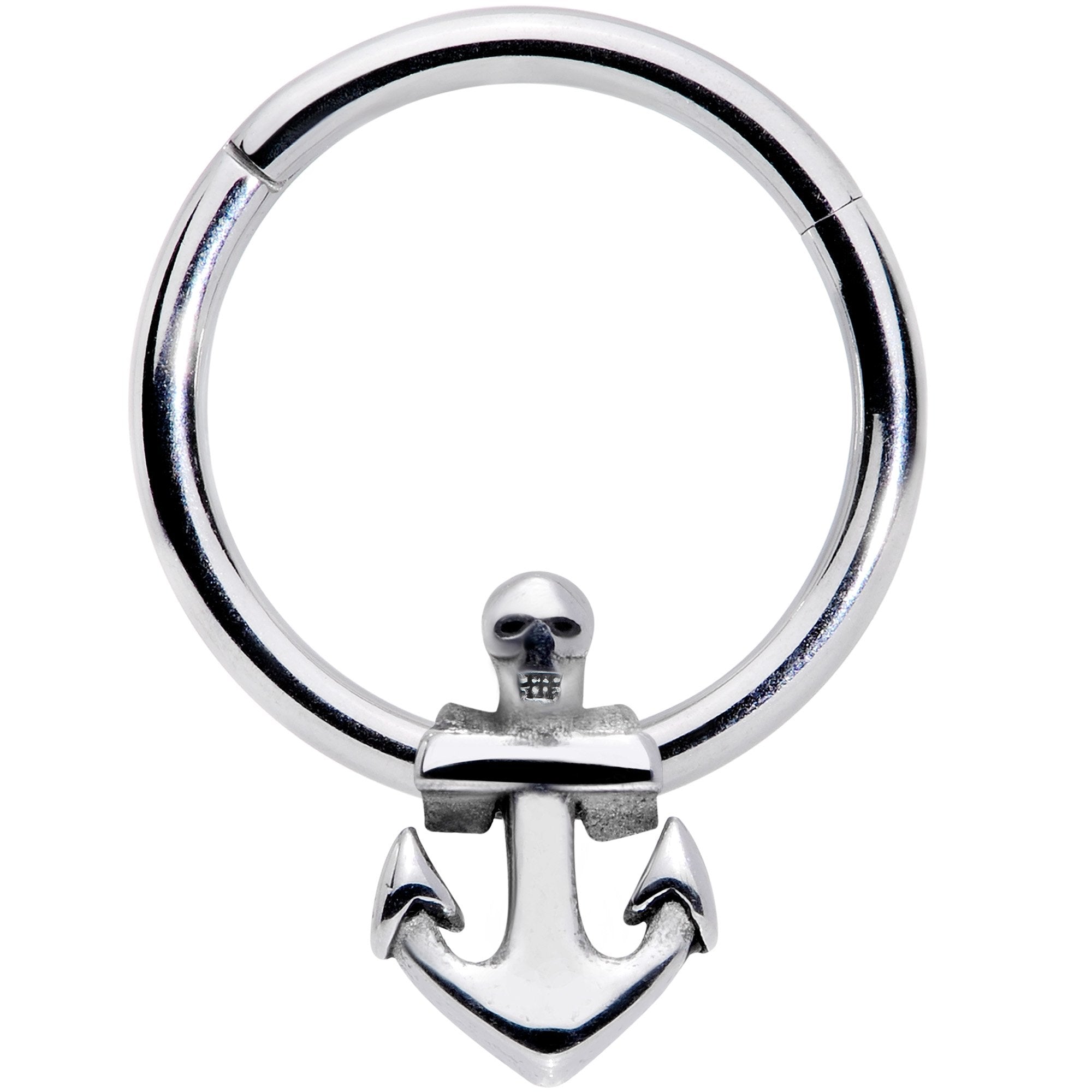 16G 3/8 Nautical Anchor Hinged Segment Ring