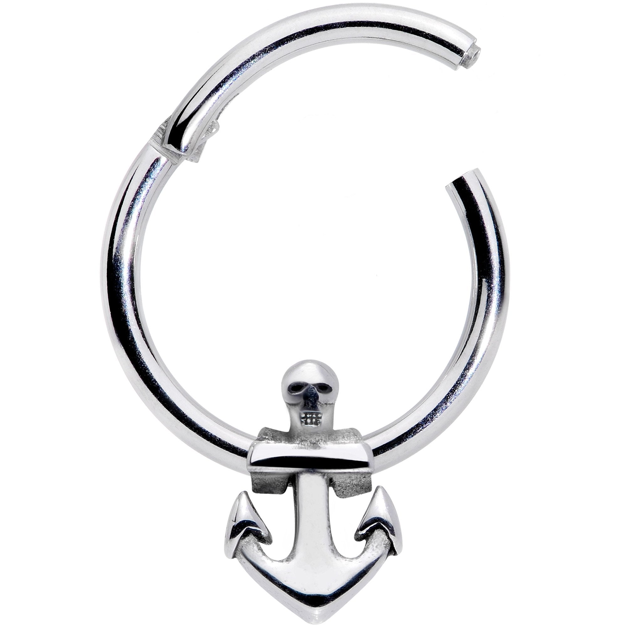 16G 3/8 Nautical Anchor Hinged Segment Ring