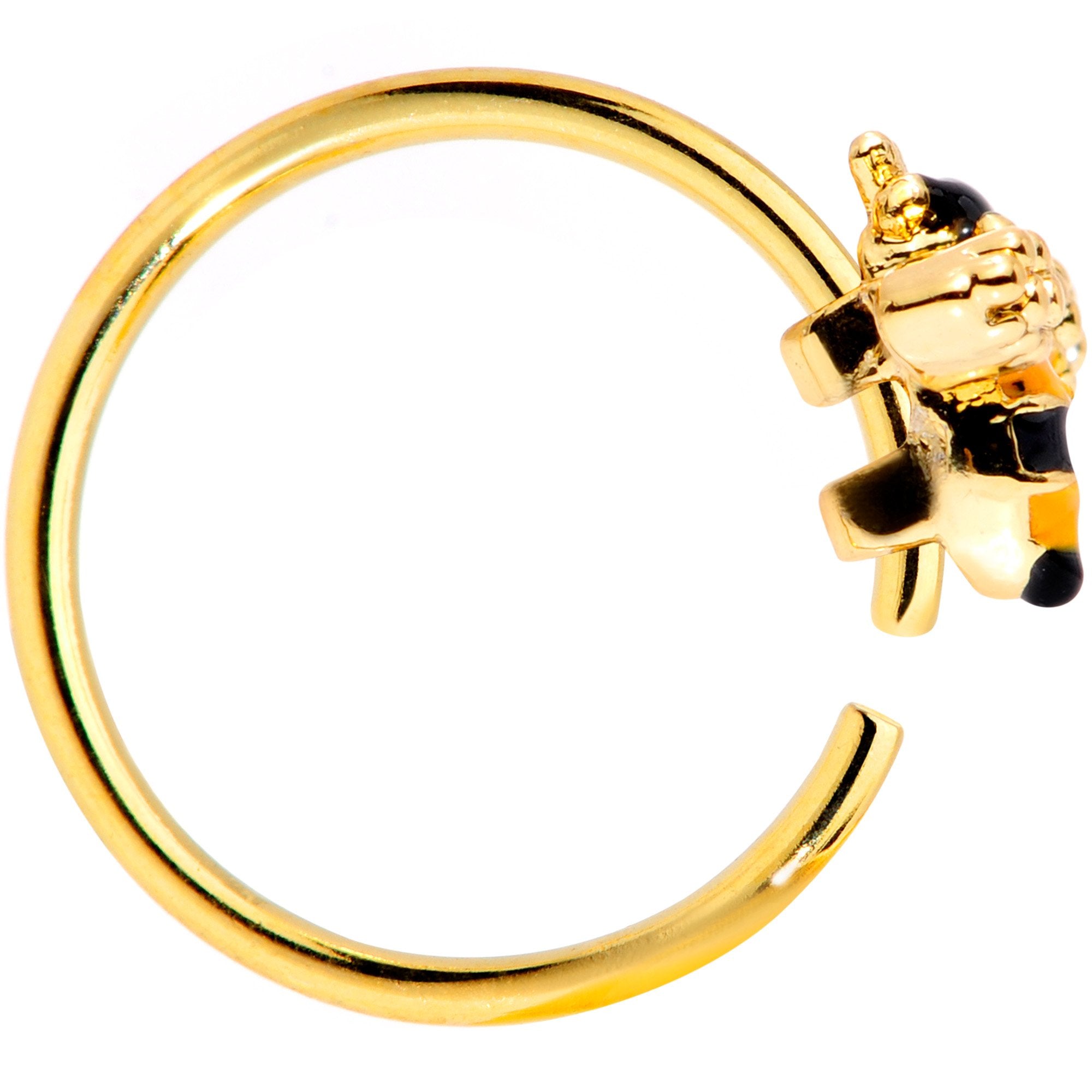 20G 5/16 Clear CZ Gem Gold Tone Busy Bumble Bee Nose Hoop