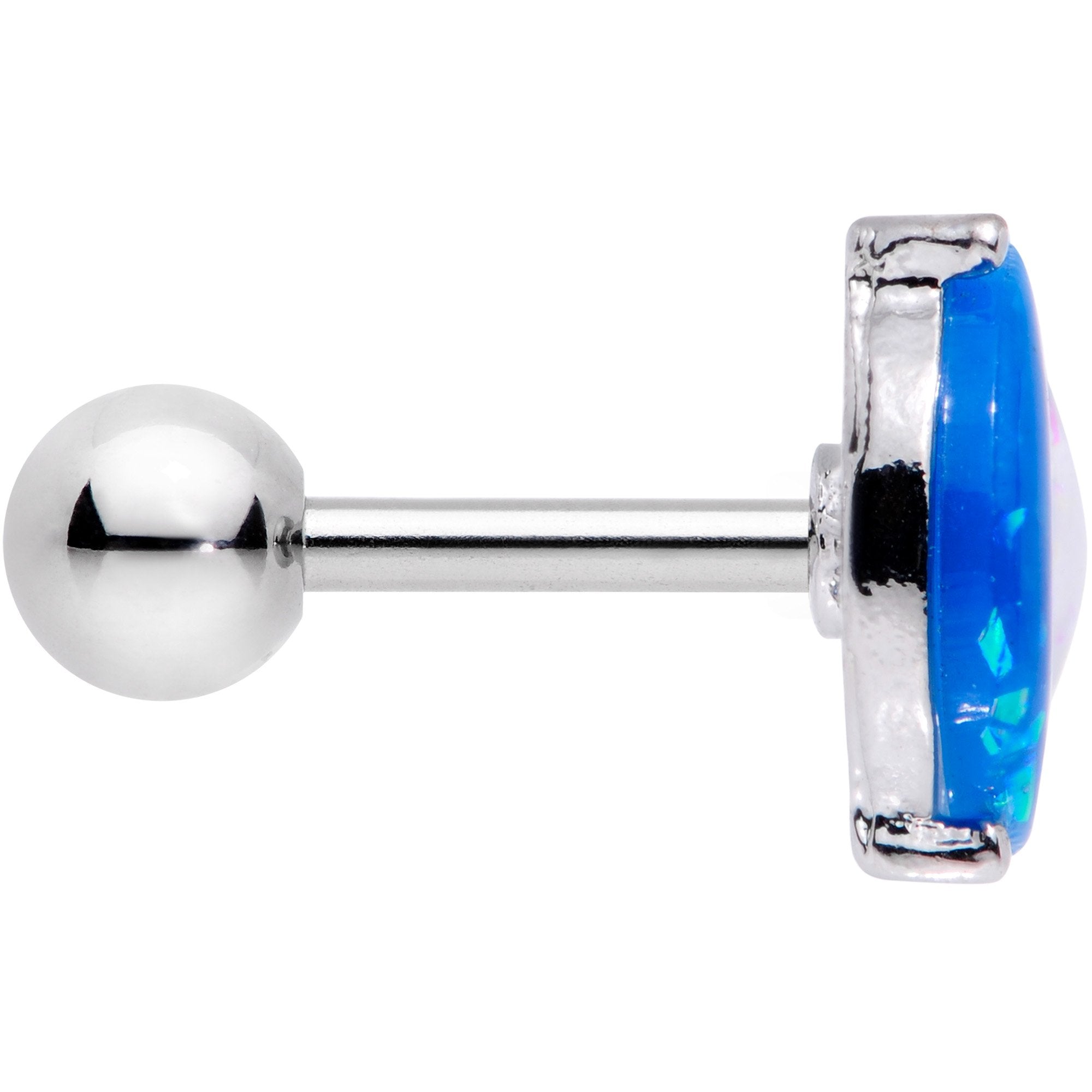 16G 1/4 Blue White Faux Opal Star Moon Cartilage Tragus Earring