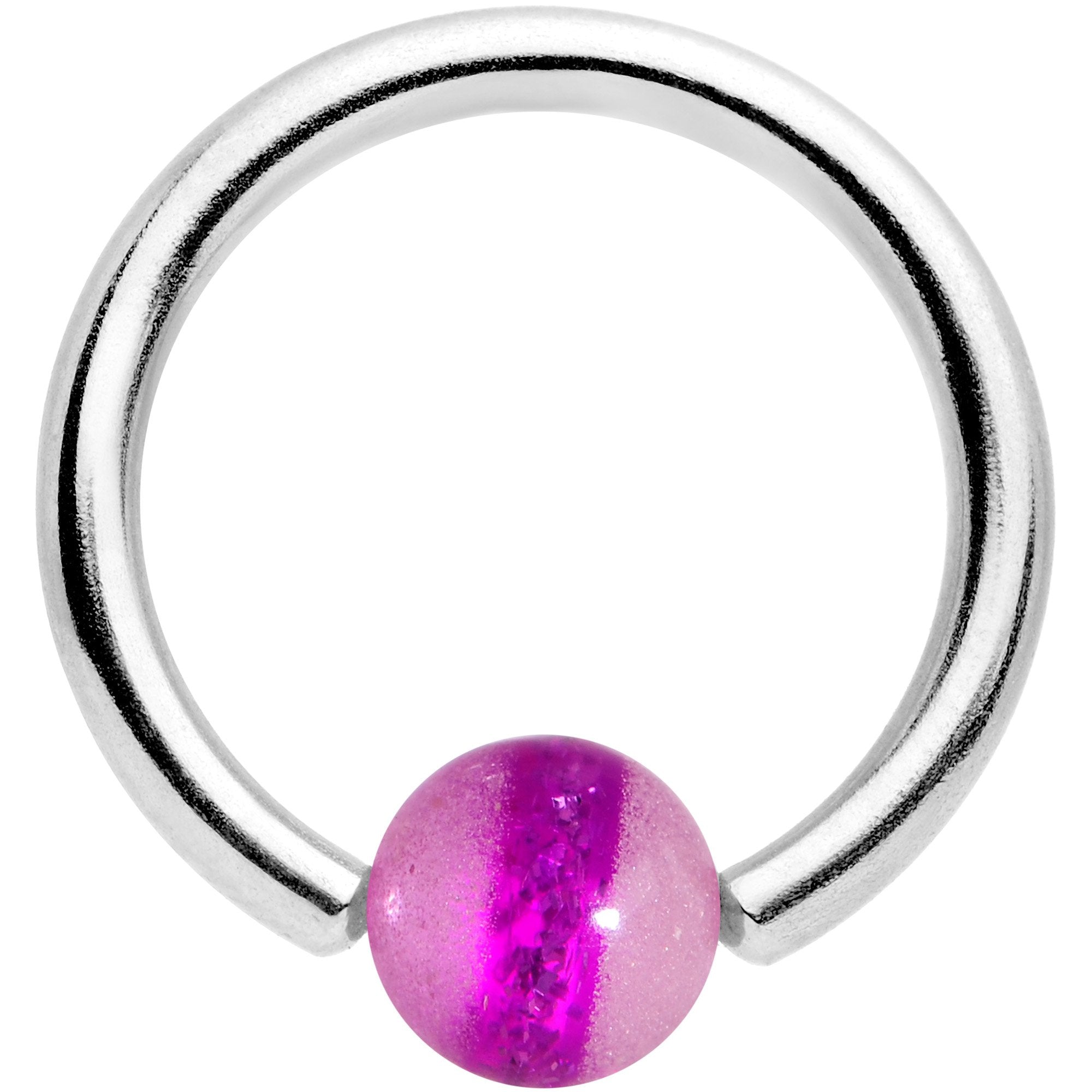 14G 7/16 Purple Acrylic Glow in the Dark Ball BCR Captive Ring