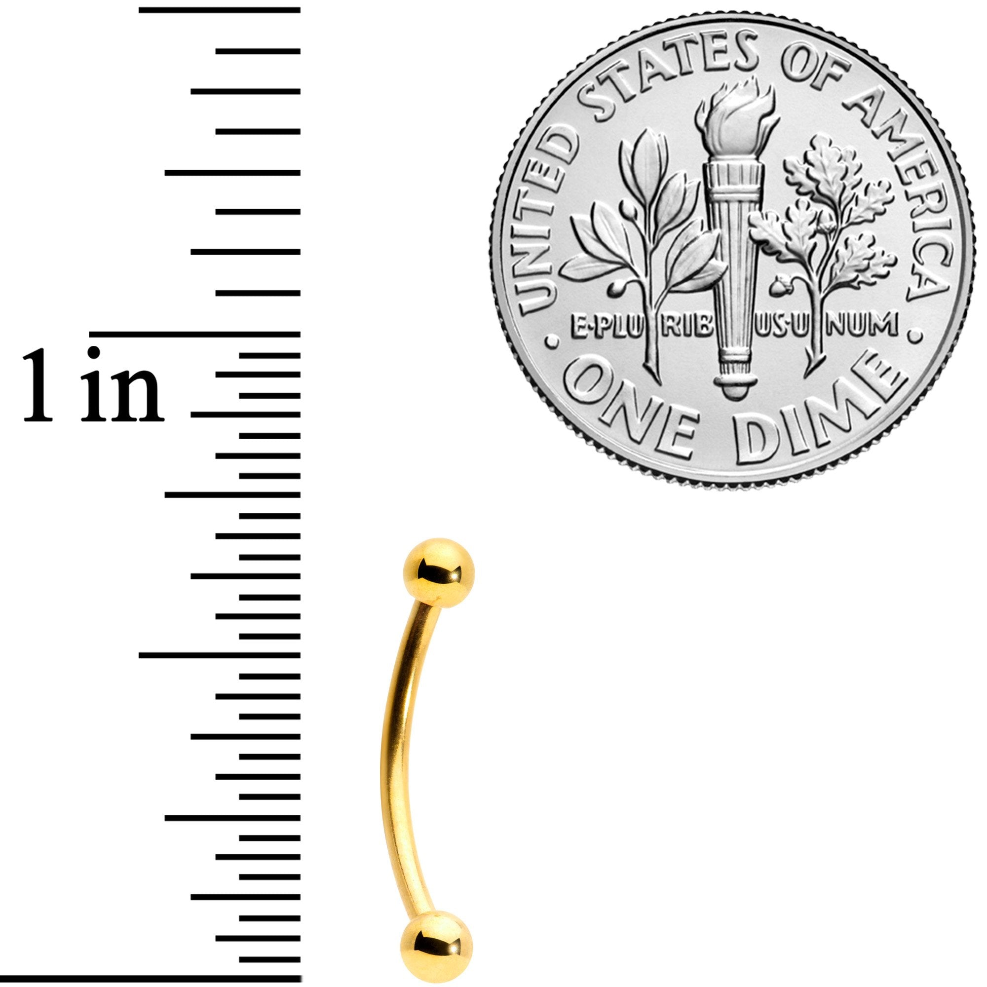 16G 1/2 Gold Tone Curved Barbell