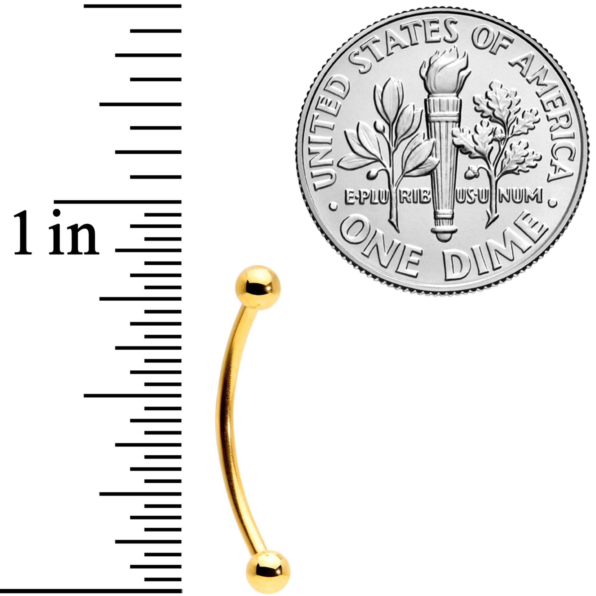 16G 5/8 Gold Tone Curved Barbell