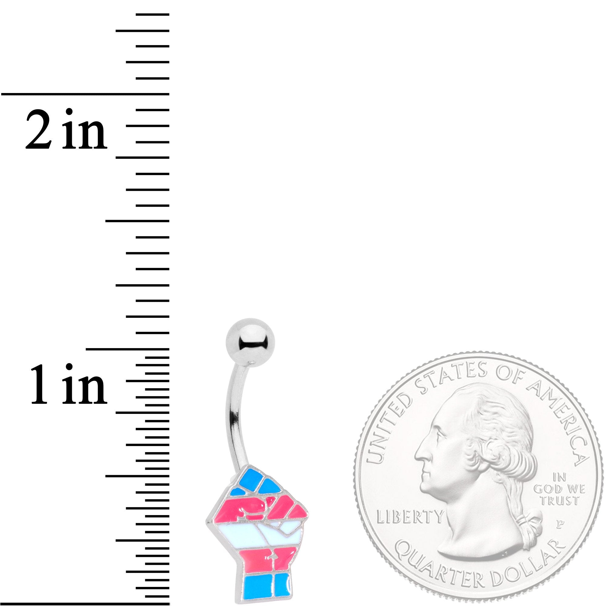Pink Blue White Transgender Pride Fist Belly Ring