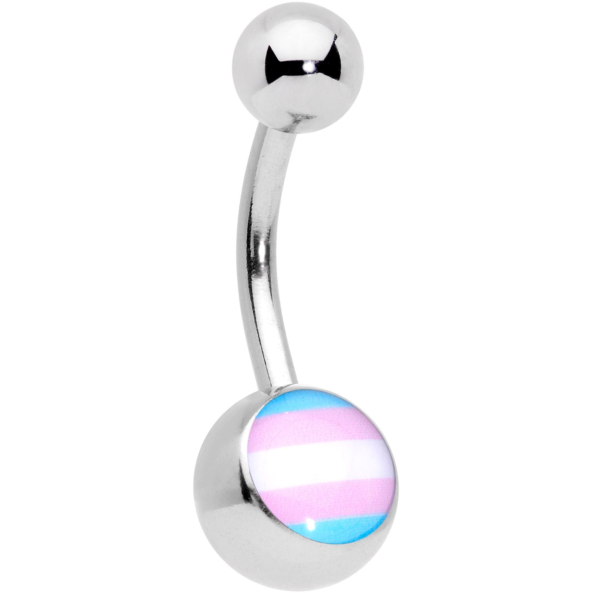 Pink Blue White Transgender Pride Flag Belly Ring