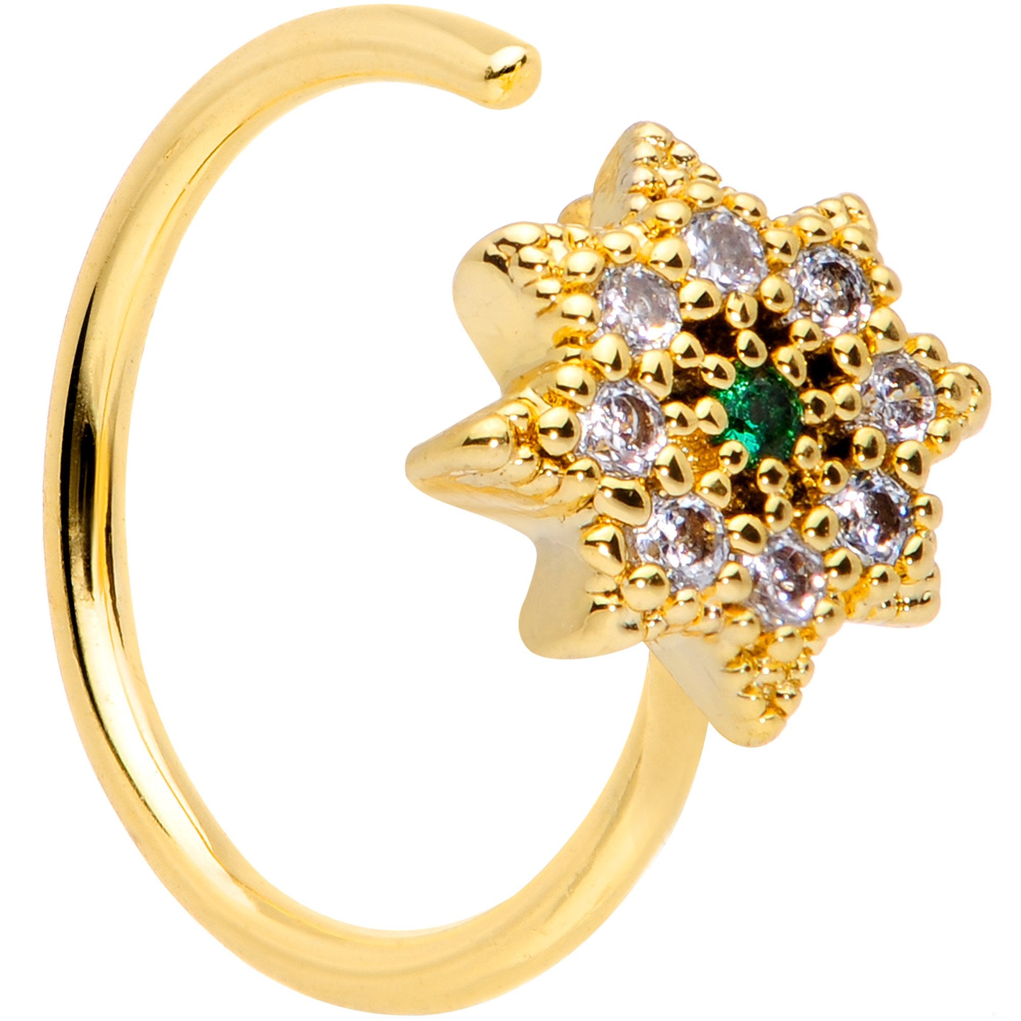 20G 5/16 Clear CZ Gem Gold Tone Octagon Nose Hoop