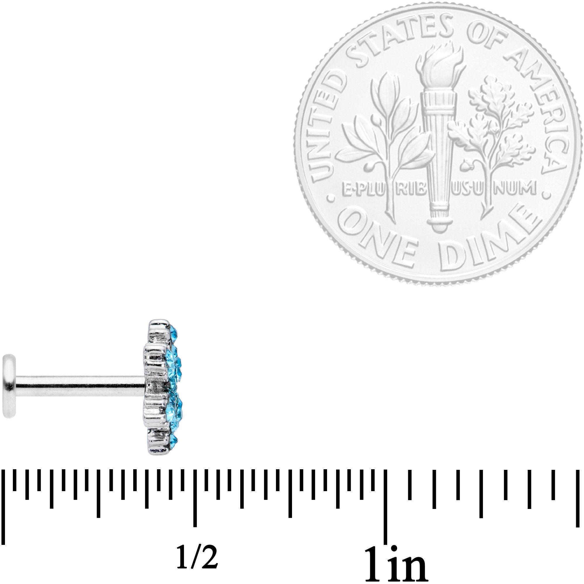 16G 5/16 Blue CZ Gem Snowflake Internally Threaded Labret Set