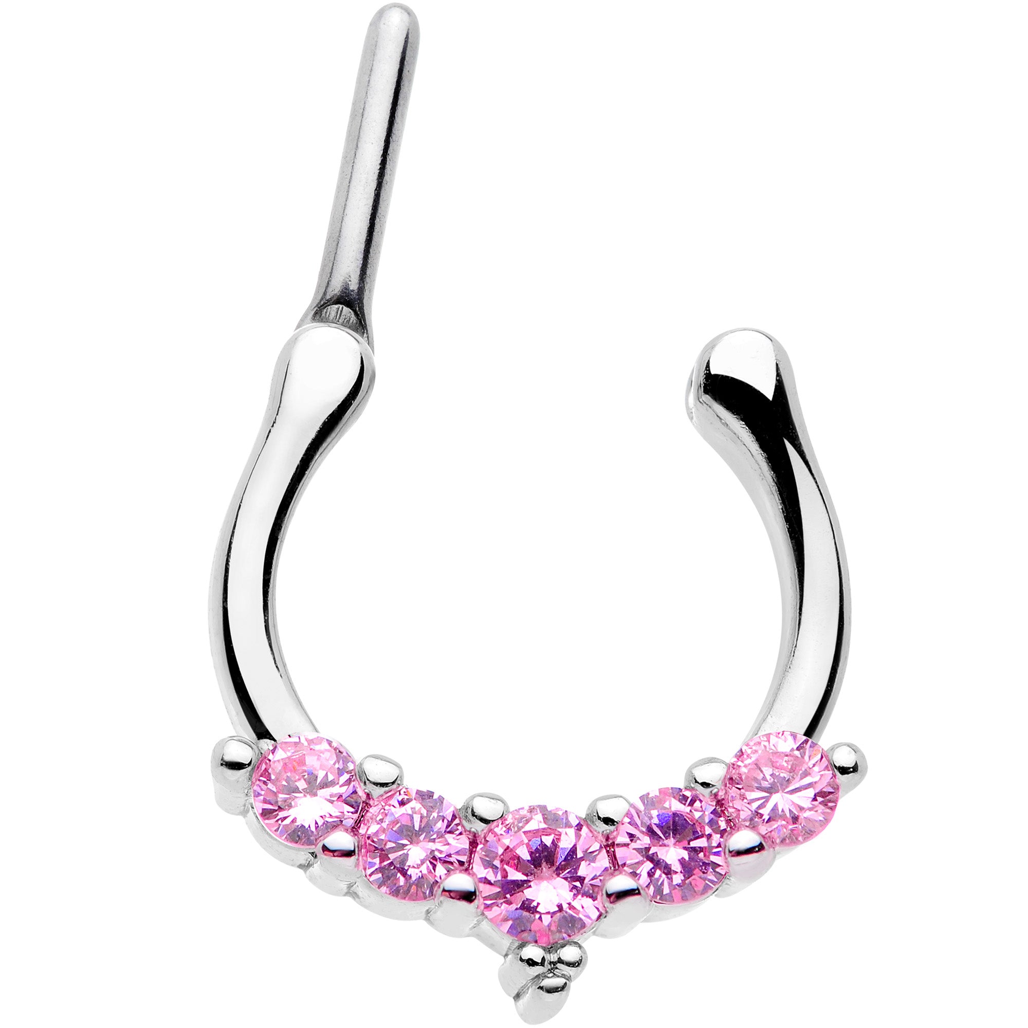 16G 3/8 Pink CZ Gem Blaze Cartilage Clicker