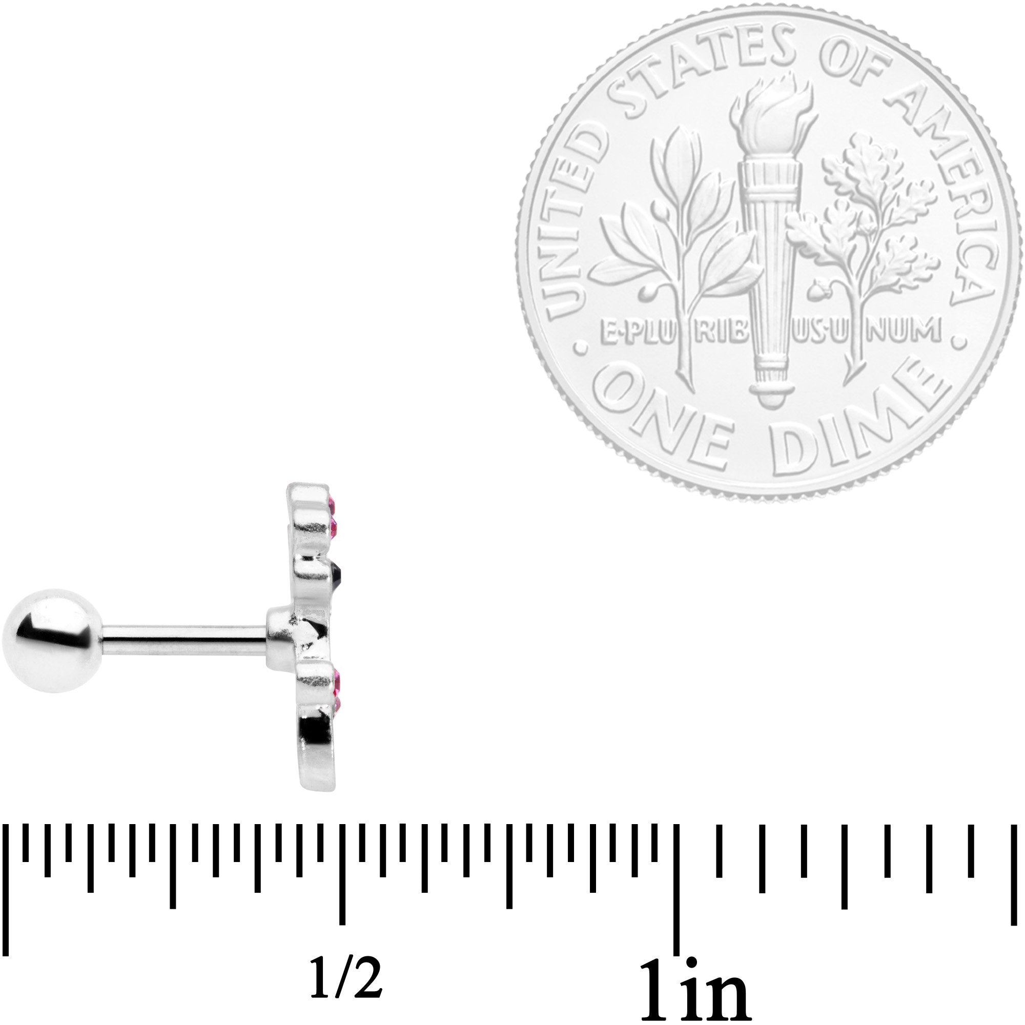 16G 1/4 Clear Pink Gem Giraffe Cartilage Tragus