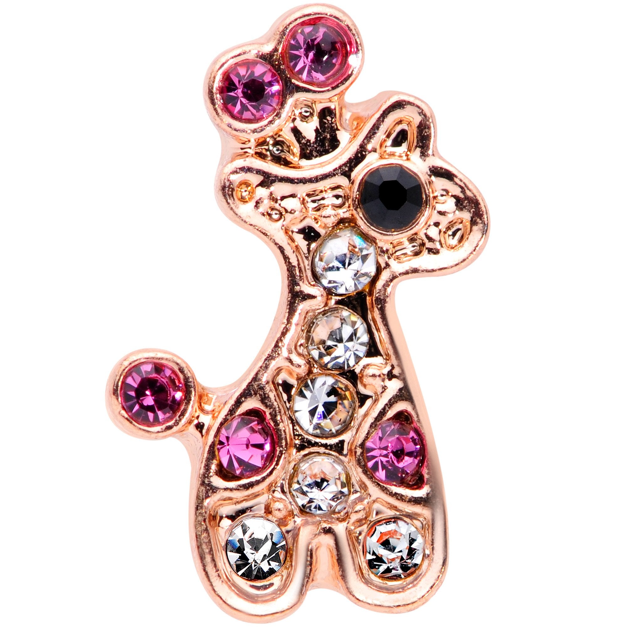 16G 1/4 Clear Pink Gem Rose Gold Tone Giraffe Cartilage Tragus