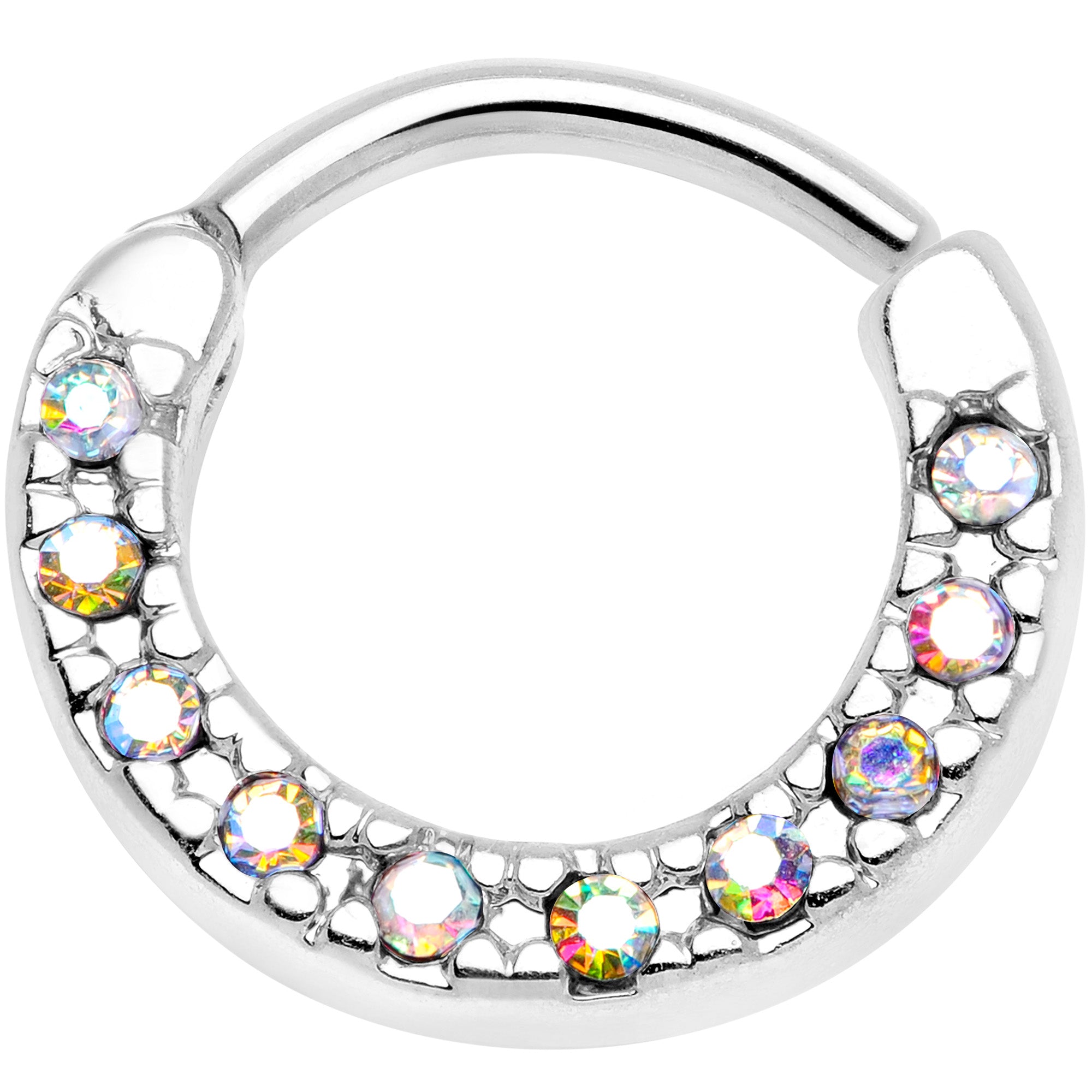 16G 5/16 Aurora Gem Paved Cartilage Clicker