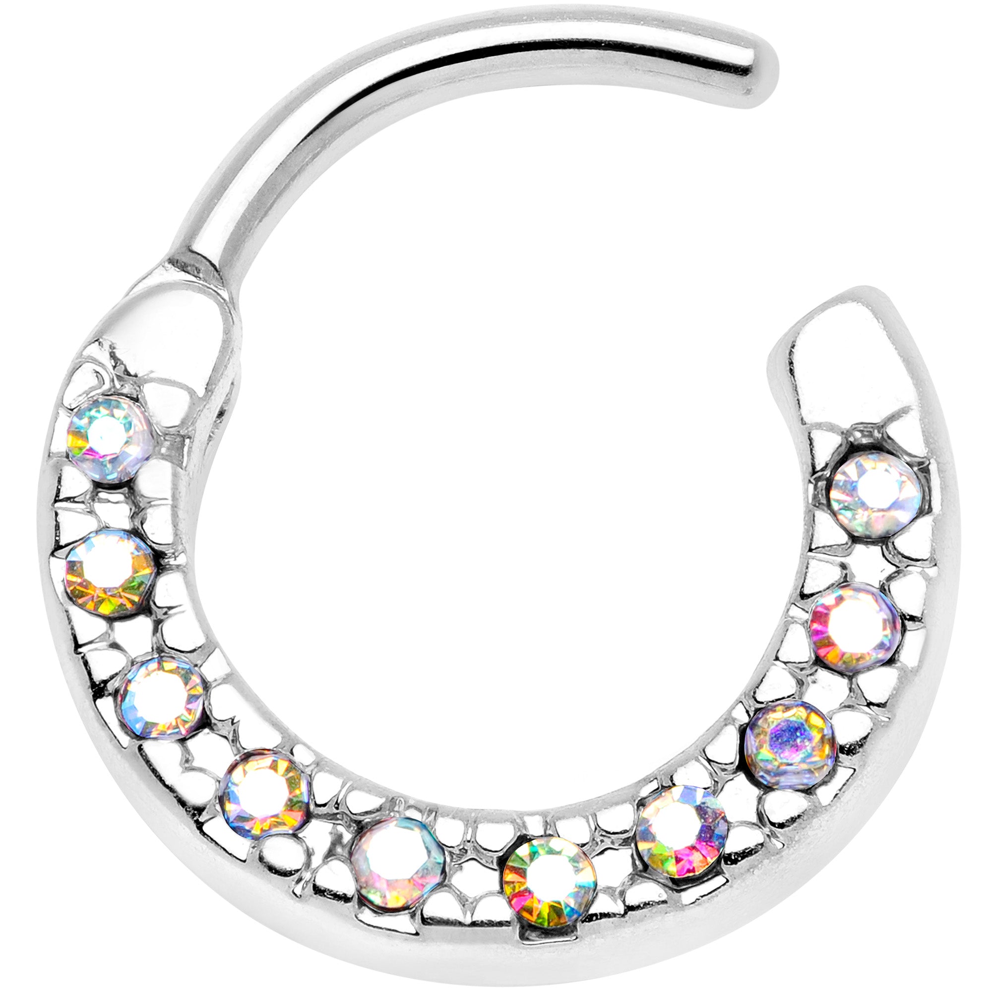 16G 5/16 Aurora Gem Paved Cartilage Clicker