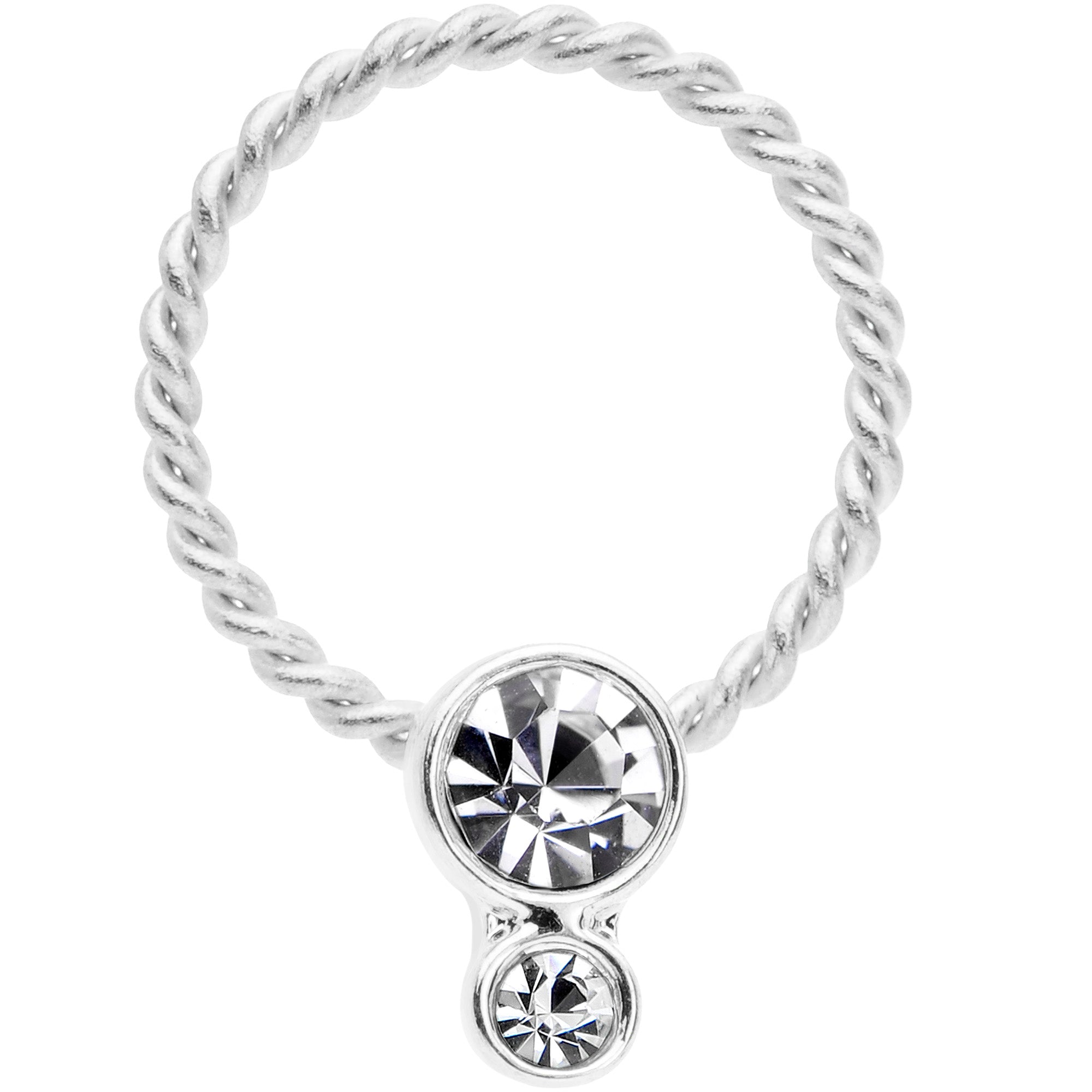 16G 3/8 Clear Gem Duo Twisted BCR Captive Ring