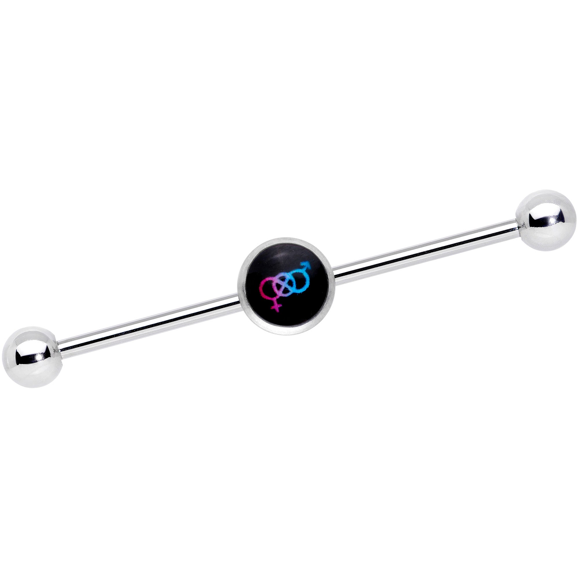 14G Pink Purple Blue Bisexual Pride Logo Industrial Barbell 38mm
