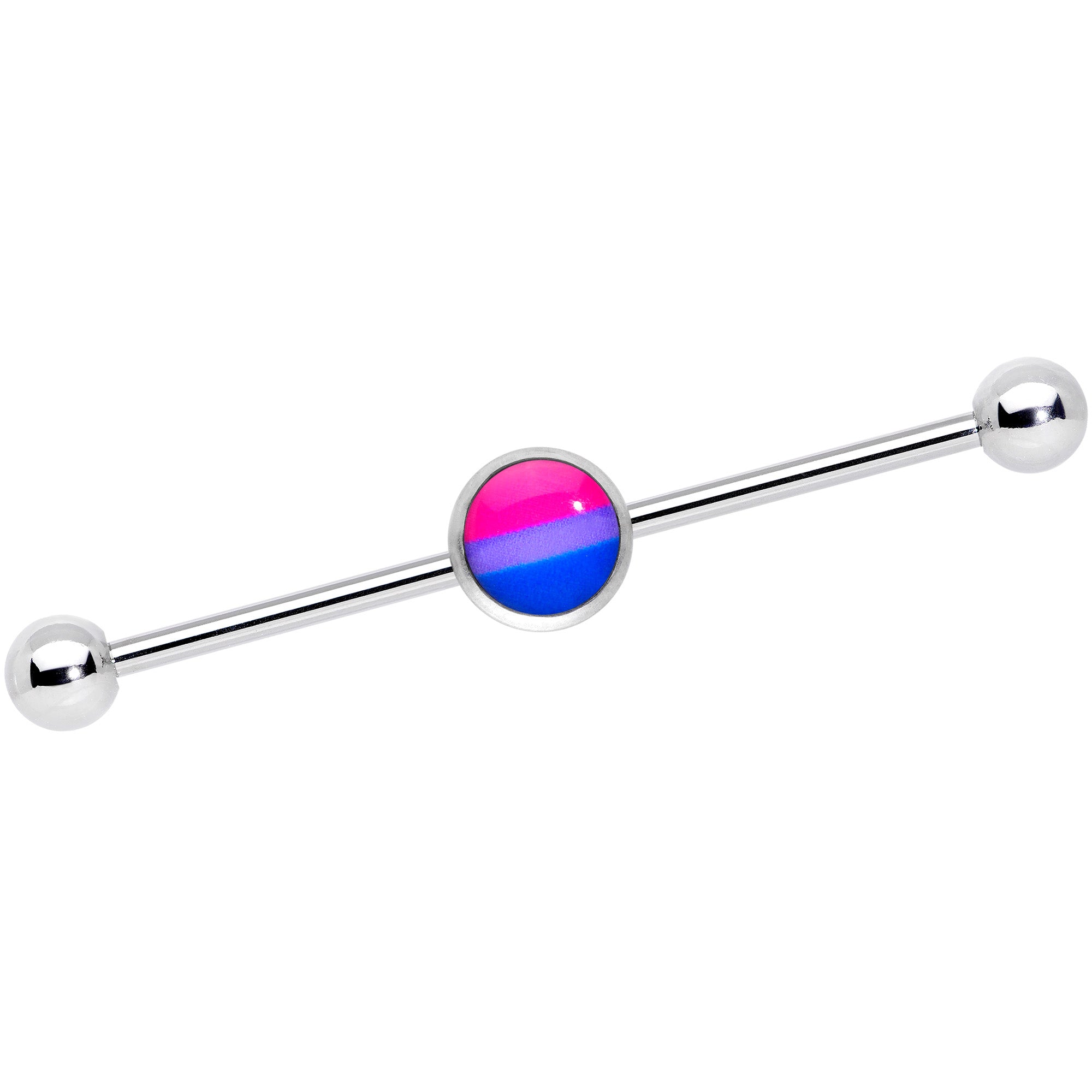 14 Gauge Pink Purple Blue Bisexual Pride Industrial Barbell 38mm