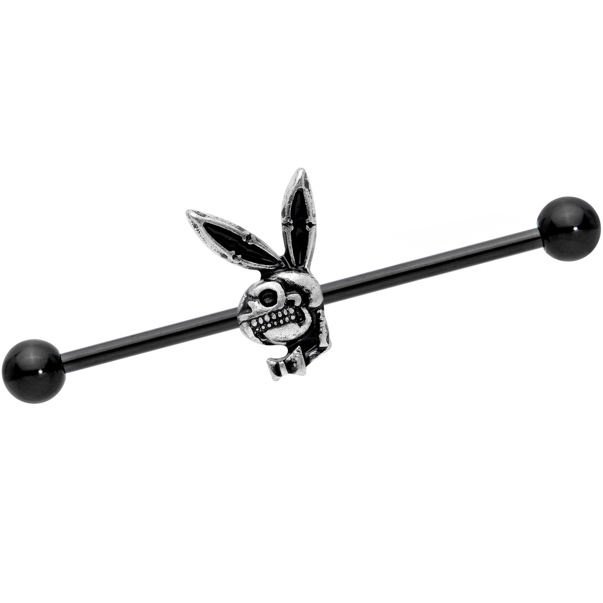 14 Gauge Licensed Playboy Bunny Skeleton Industrial Barbell 38mm
