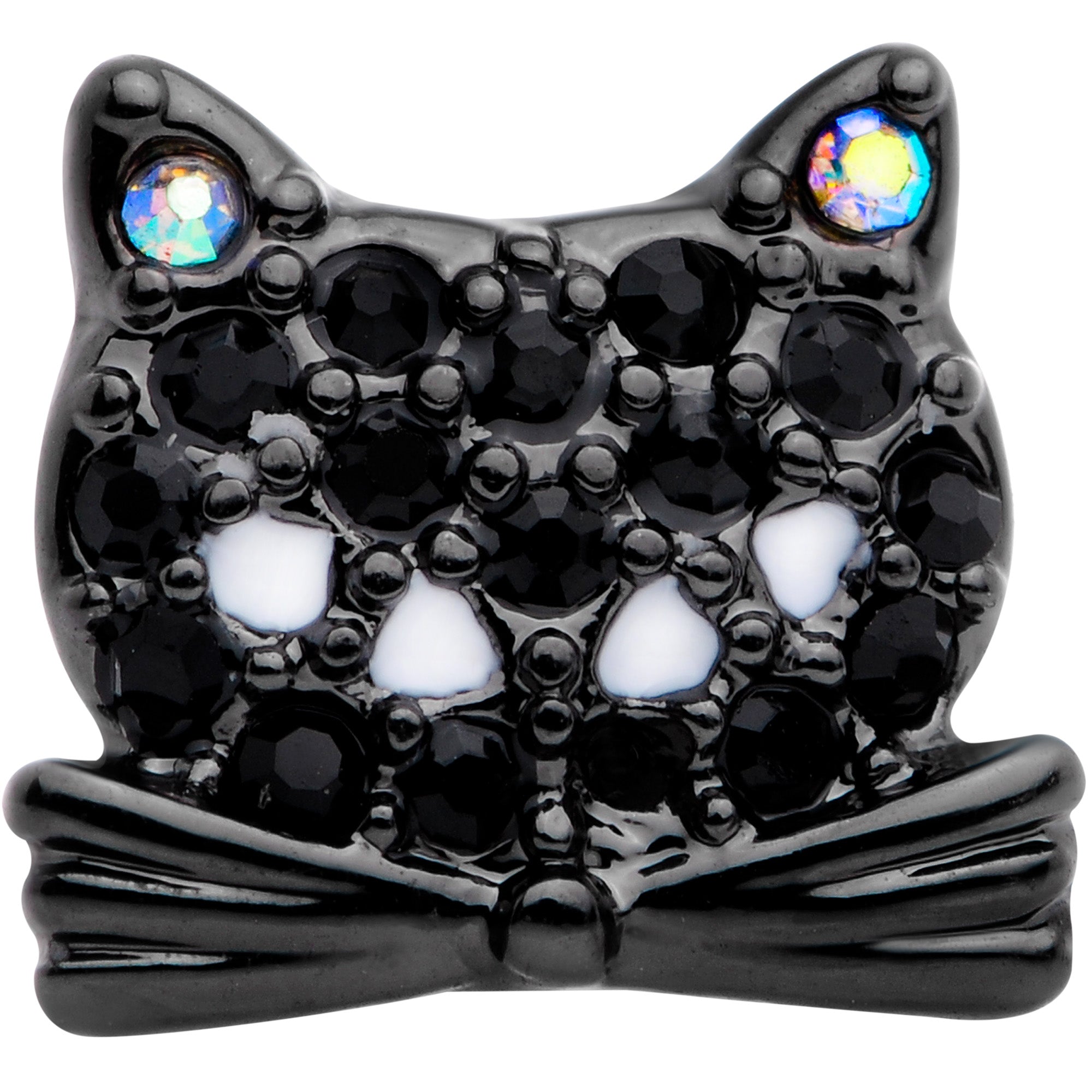 16G 1/4 Black Aurora Gem Crafty Kitty Cat Cartilage Tragus Earring