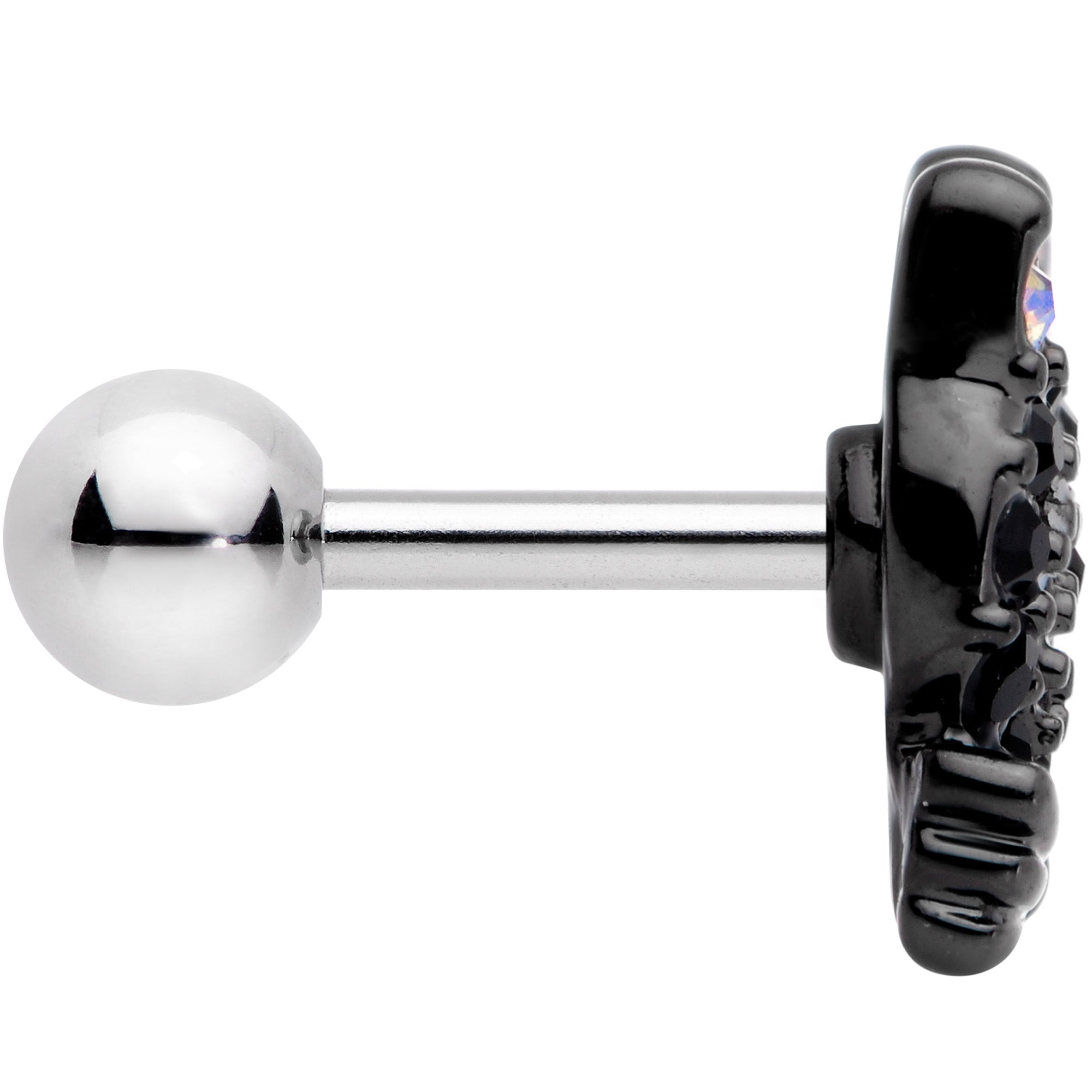 16G 1/4 Black Aurora Gem Crafty Kitty Cat Cartilage Tragus Earring