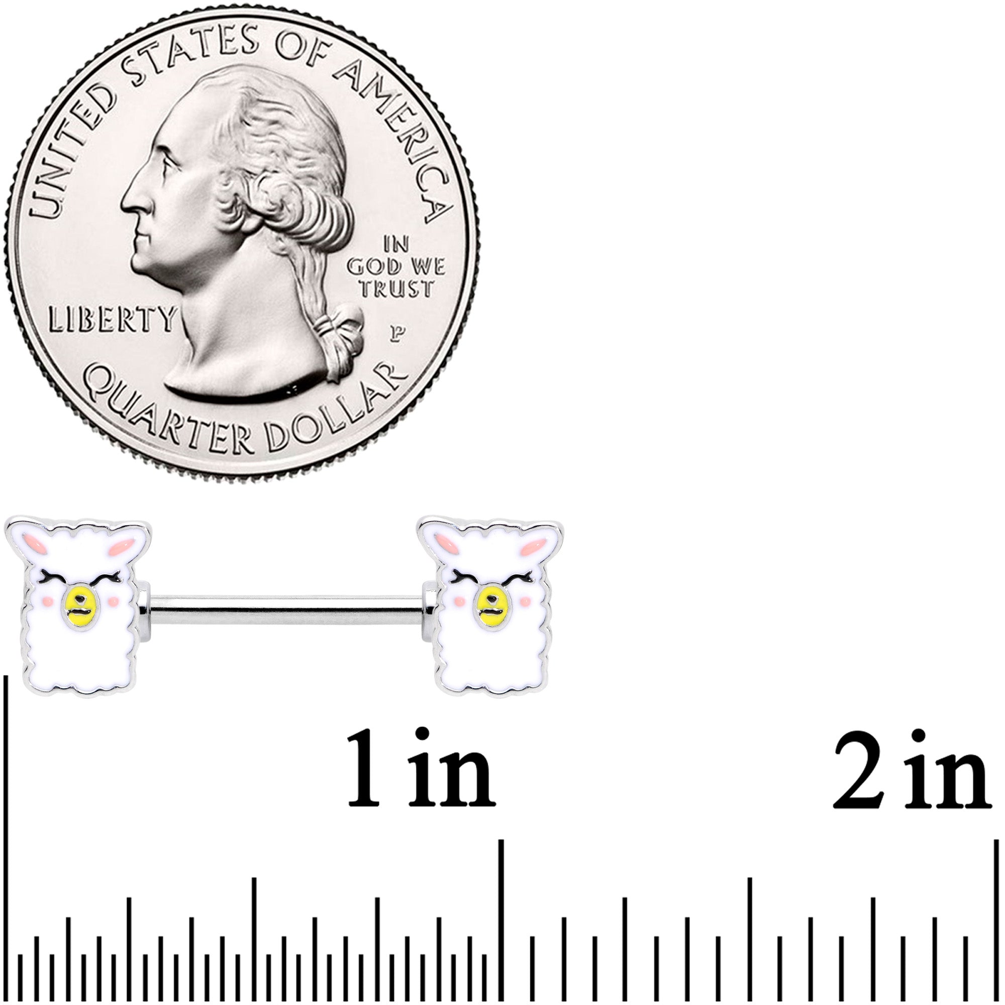 14G 9/16 Sweet Llama Barbell Nipple Ring Set