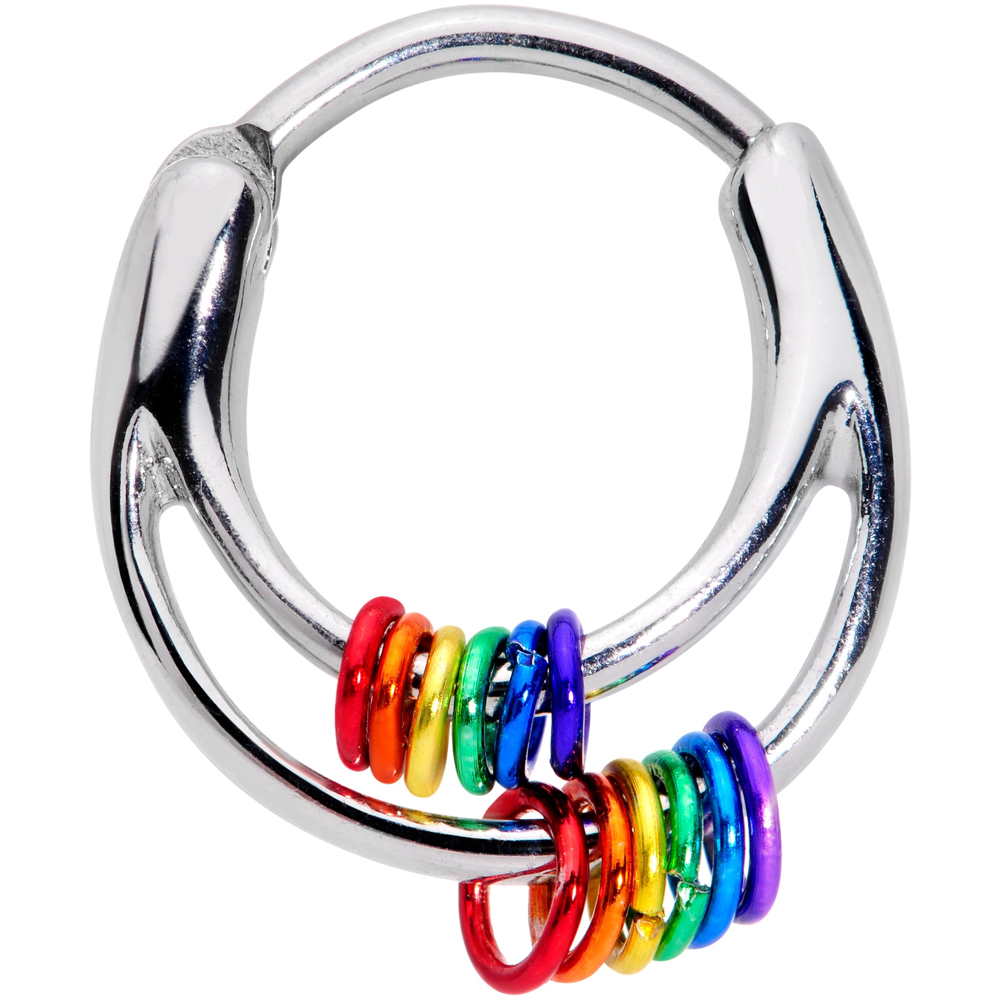 16 Gauge 3/8 Double Rainbow Gay Pride Septum Clicker