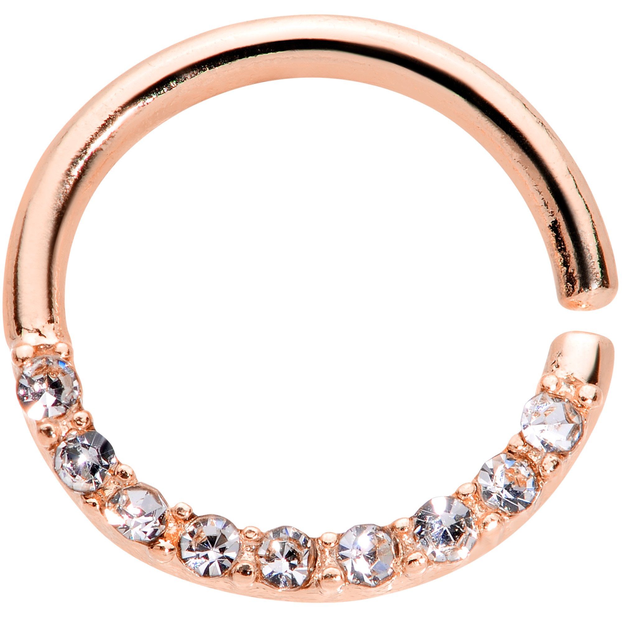 16G 5/16 Clear Gem Rose Gold Tone Elegance Seamless Circular Ring