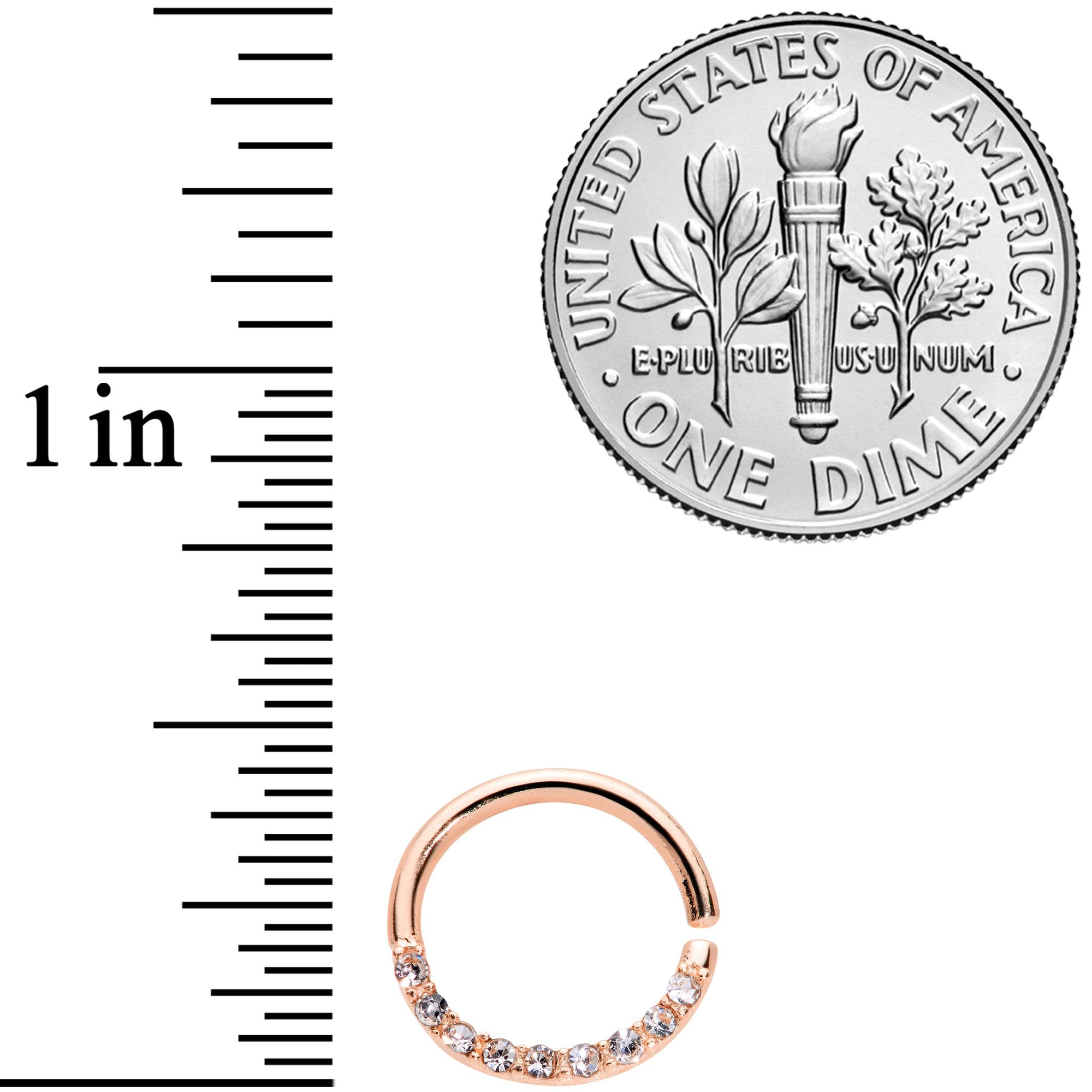 16G 5/16 Clear Gem Rose Gold Tone Elegance Seamless Circular Ring