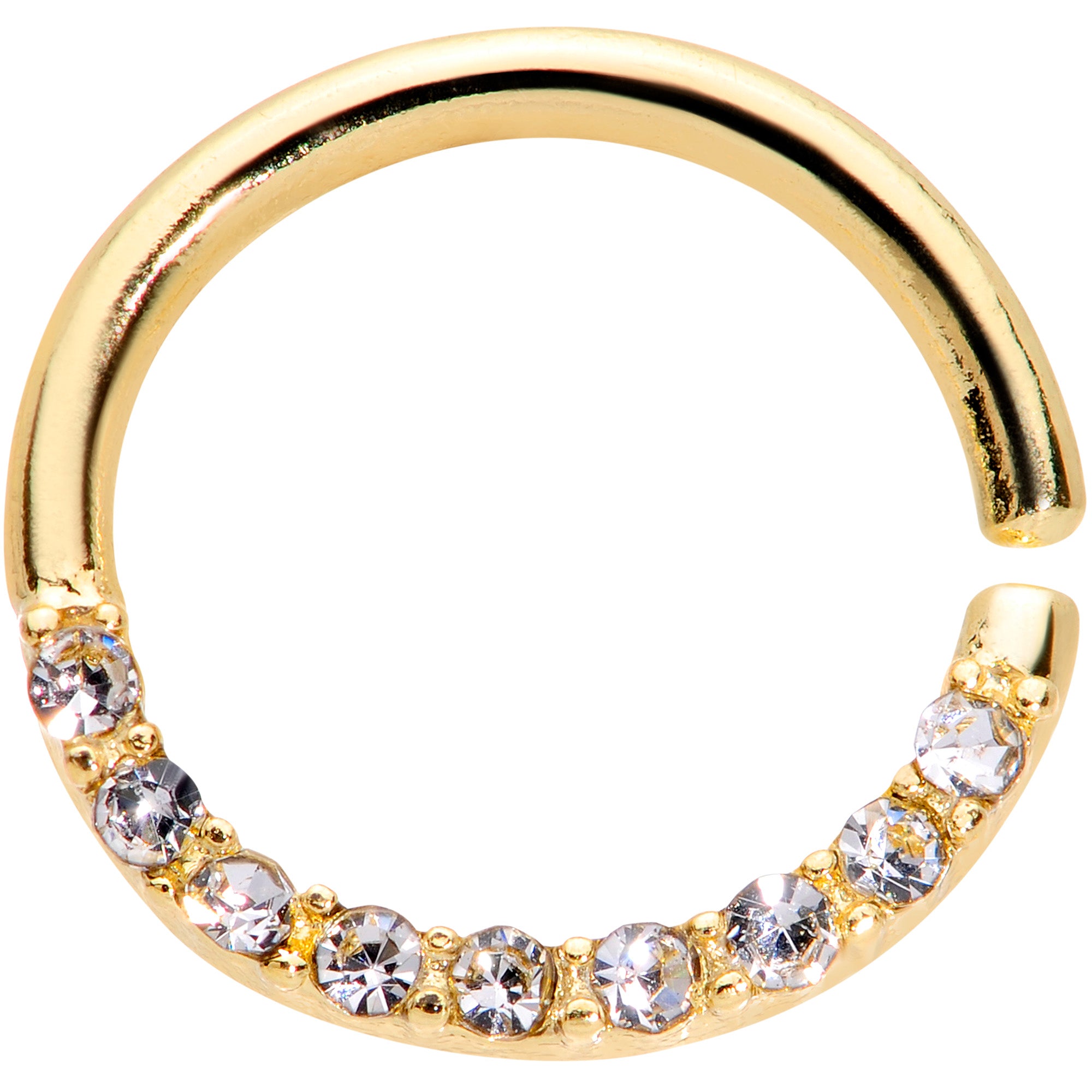 16 Gauge 5/16 Clear Gem Gold Tone Simple Elegance Seamless Circular Ring