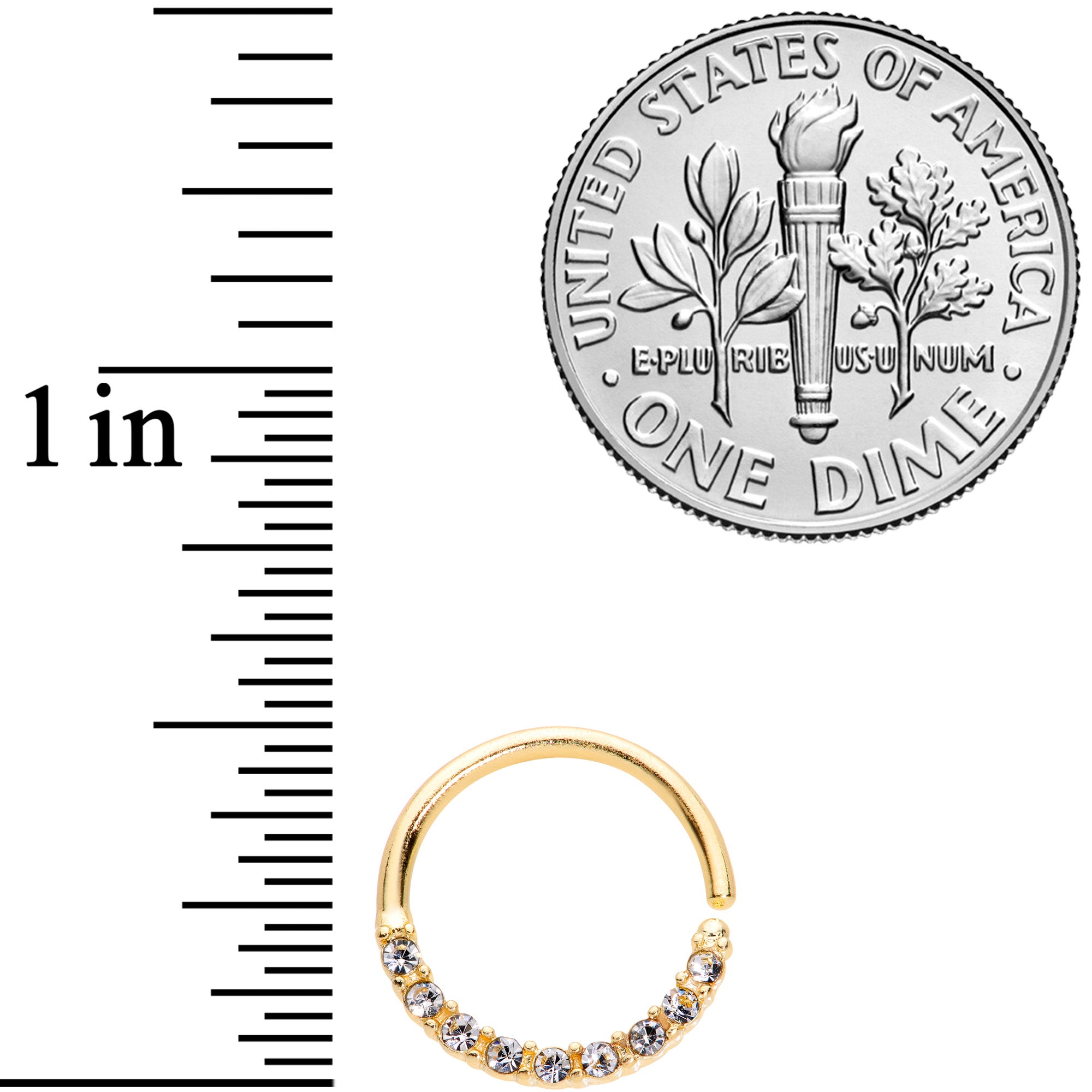 16G 3/8 Clear Gem Gold Tone Simple Elegance Seamless Circular Ring