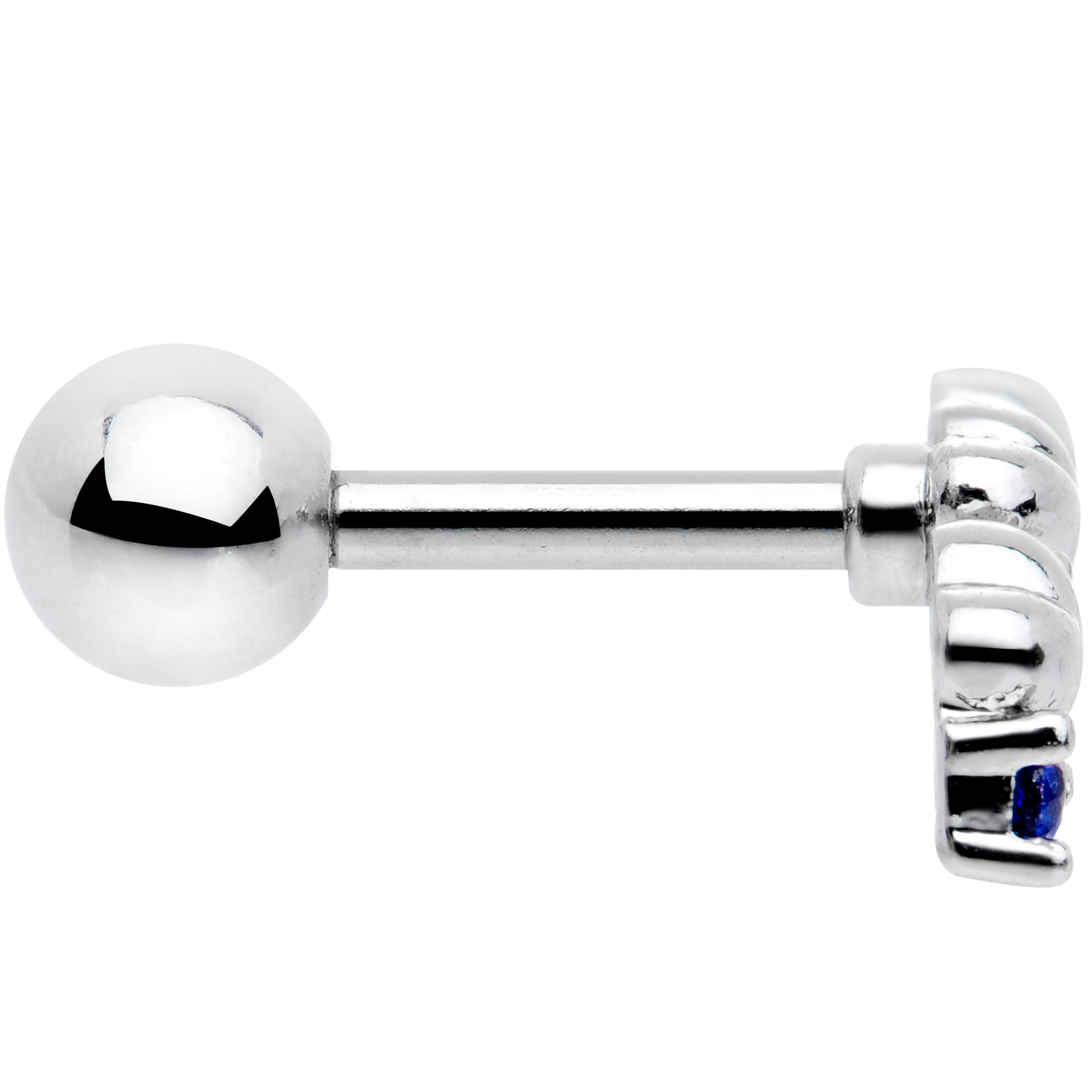 16G 1/4 Blue CZ Gem Tiny Hearts Cartilage Tragus Earring