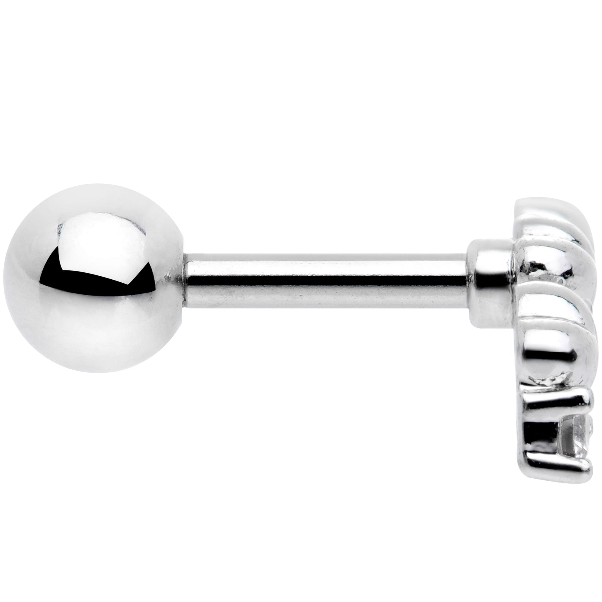 16G 1/4 Clear CZ Gem Tiny Hearts Cartilage Tragus Earring