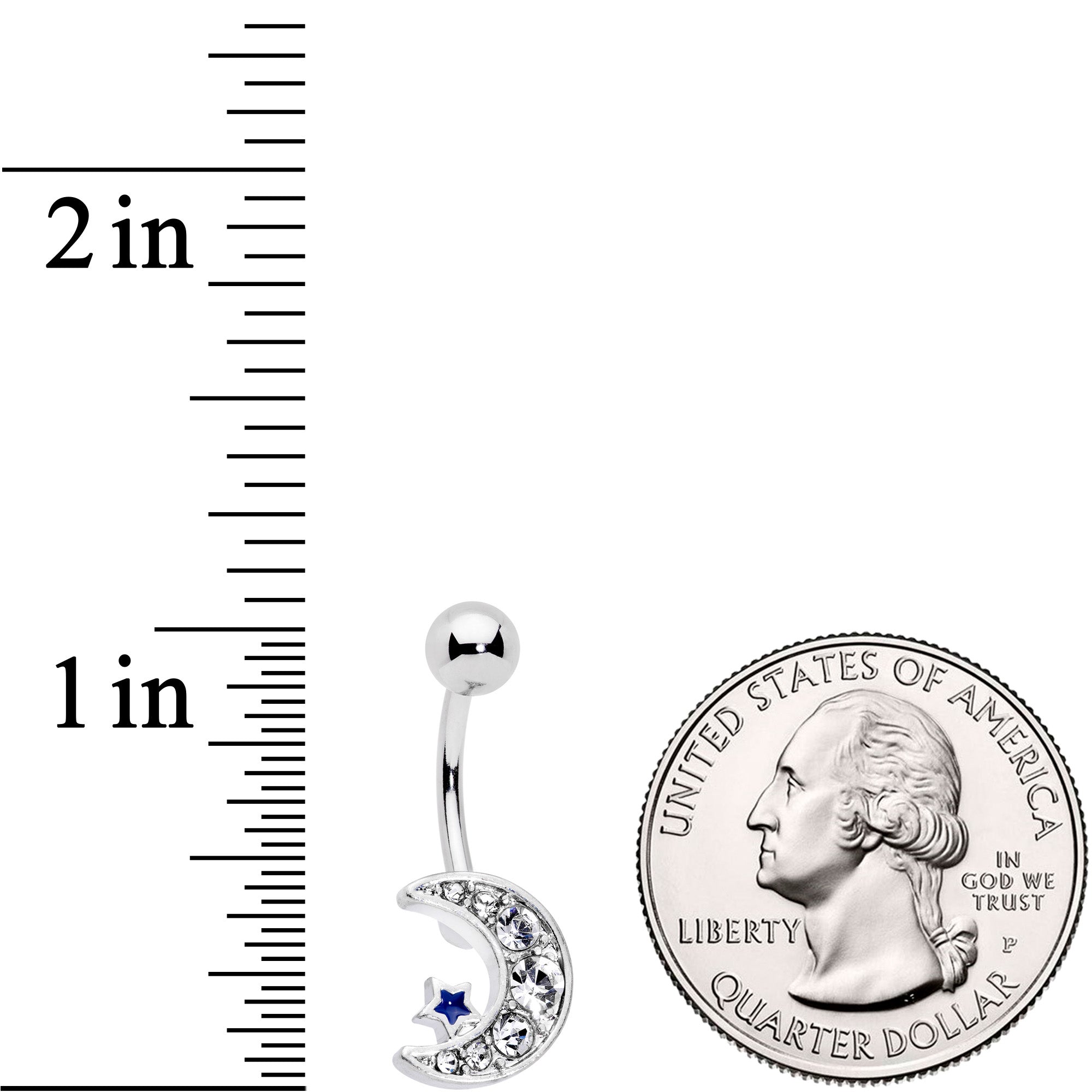 Clear CZ Gem Gold Tone Moon Belly Ring Set of 4