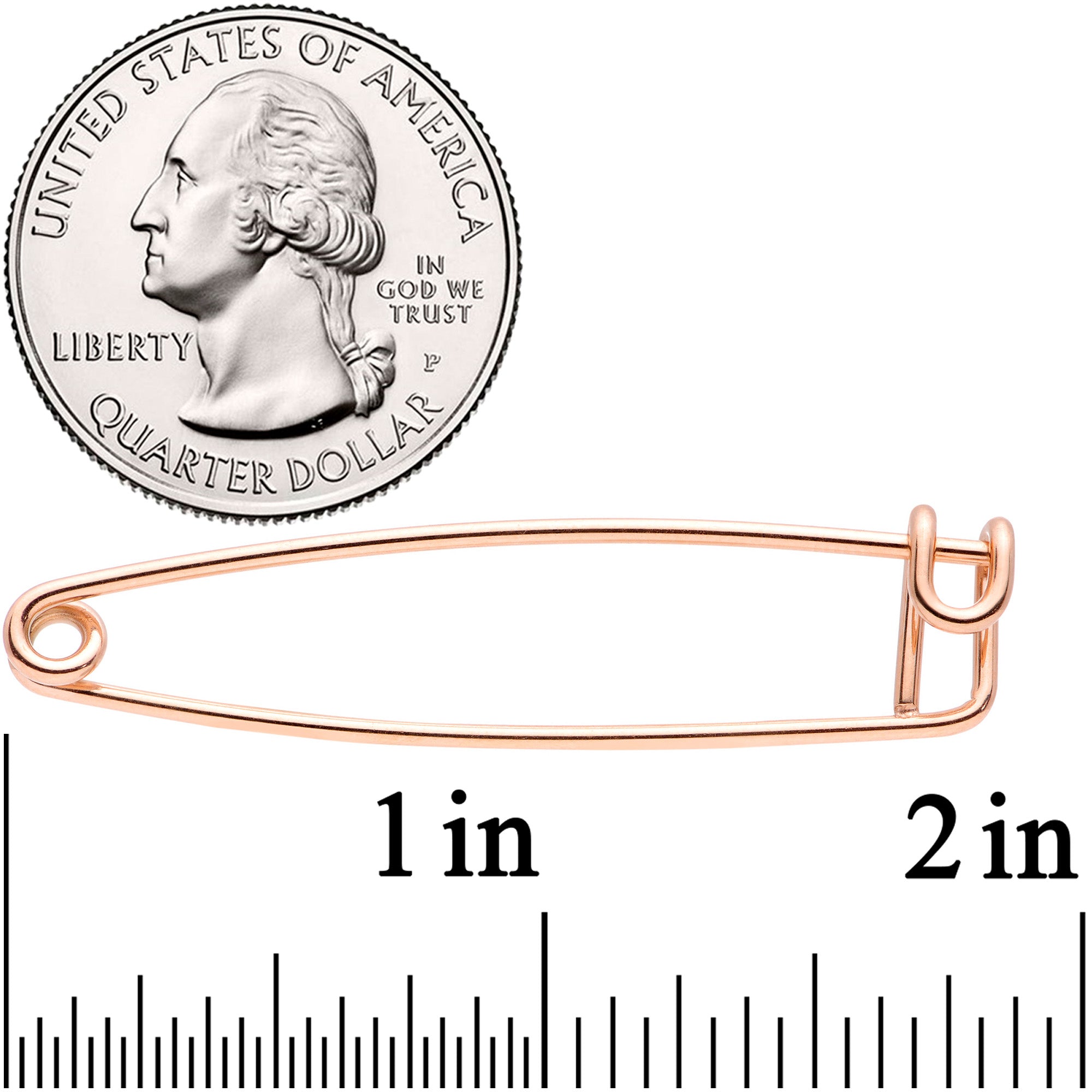 14G Rose Gold Tone Punk Rock Safety Pin Industrial Barbell 38mm