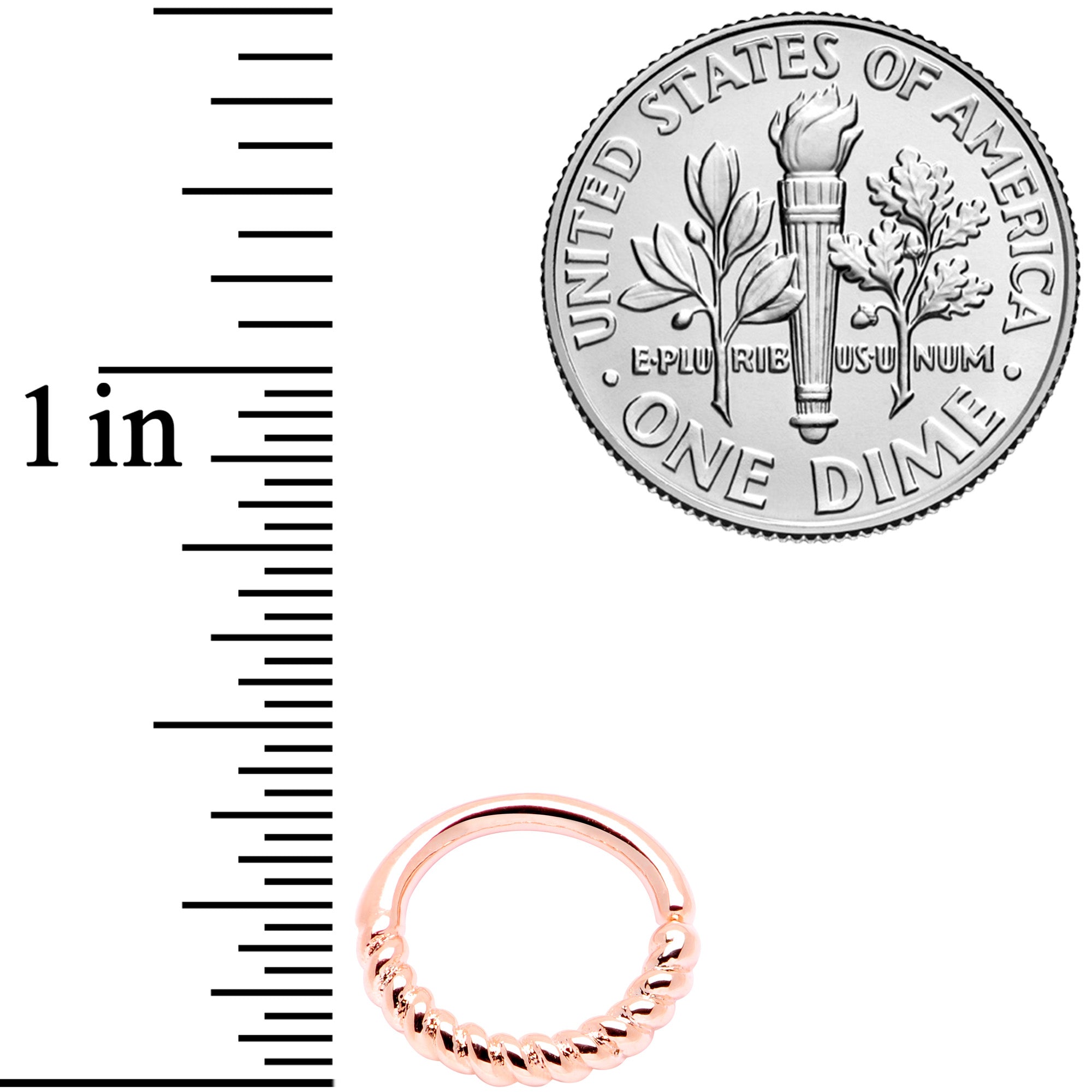 16G 5/16 Rose Gold Tone Coil Closure Ring