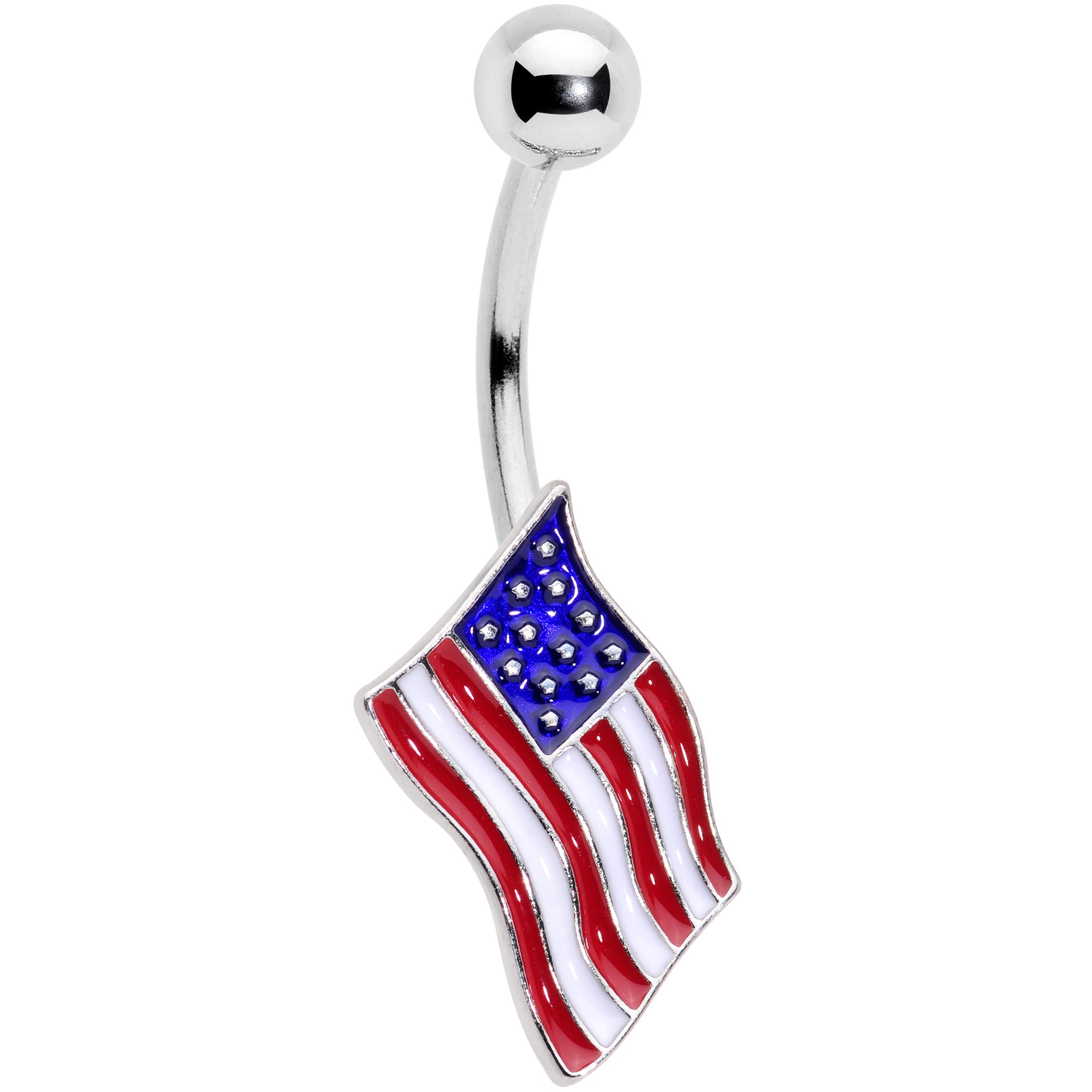 Red White Blue USA American Flag Patriotic Belly Ring