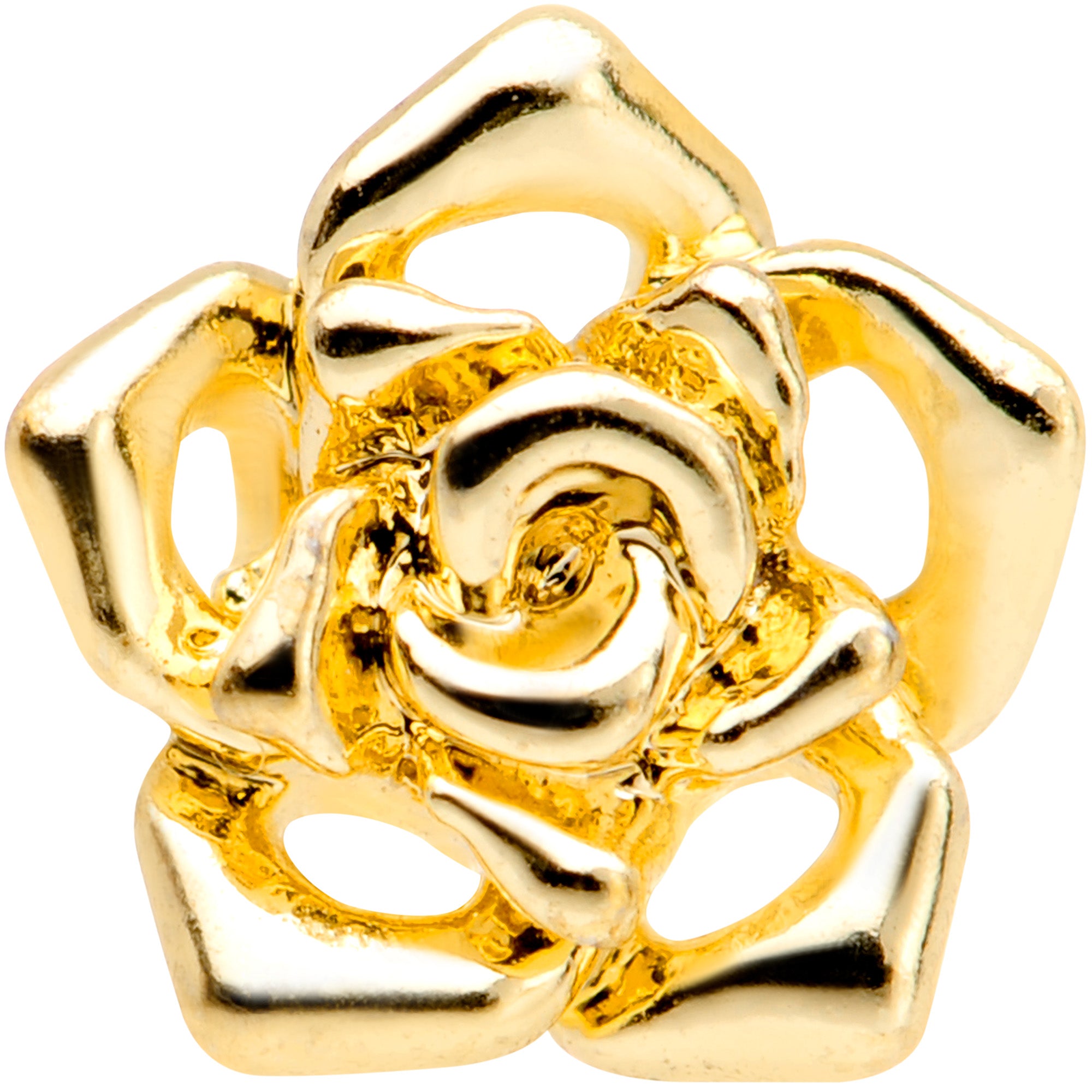 16G 1/4 Gold Tone Openwork Rose Flower Cartilage Tragus Earring