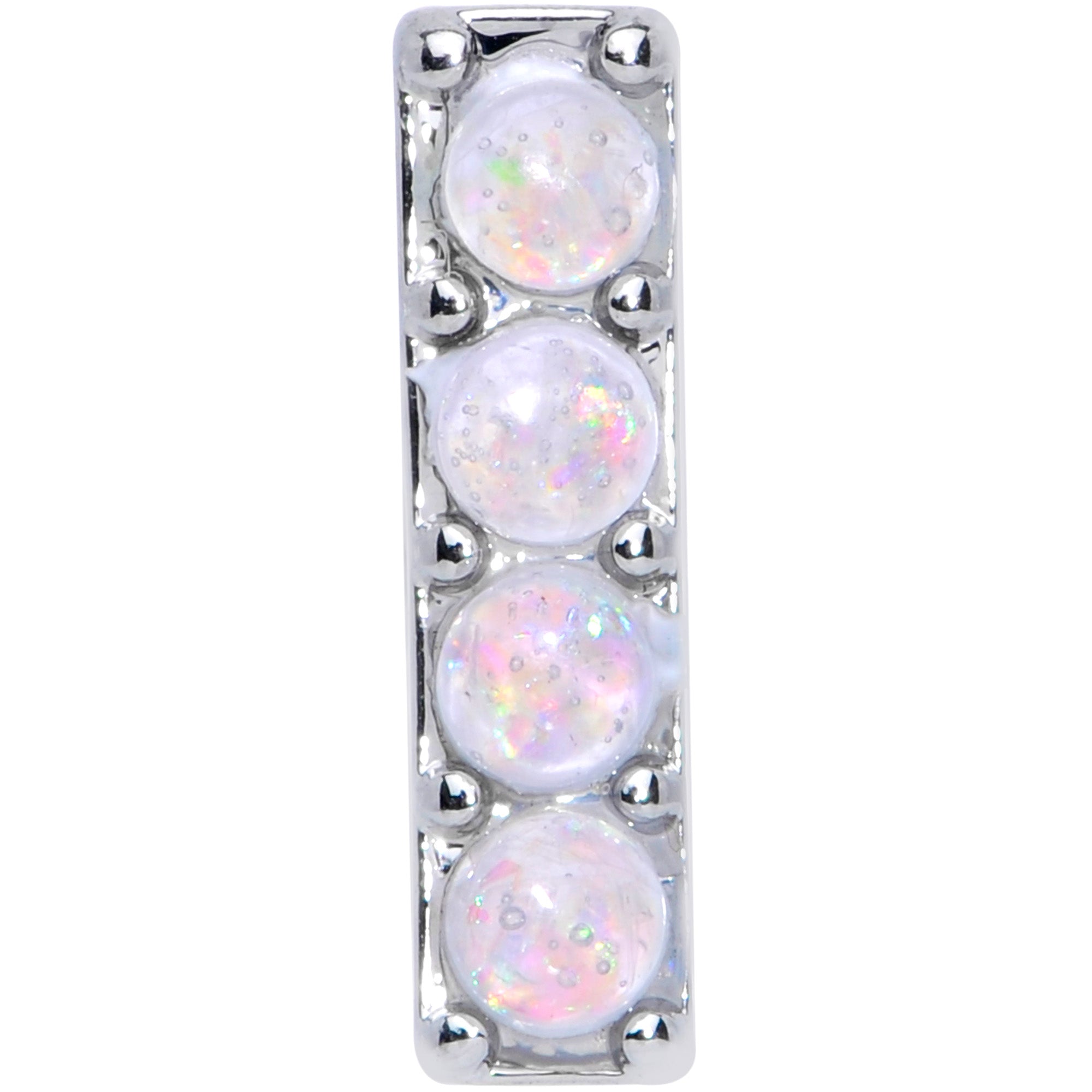 16G 1/4 White Faux Opal Quad Cartilage Tragus Earring