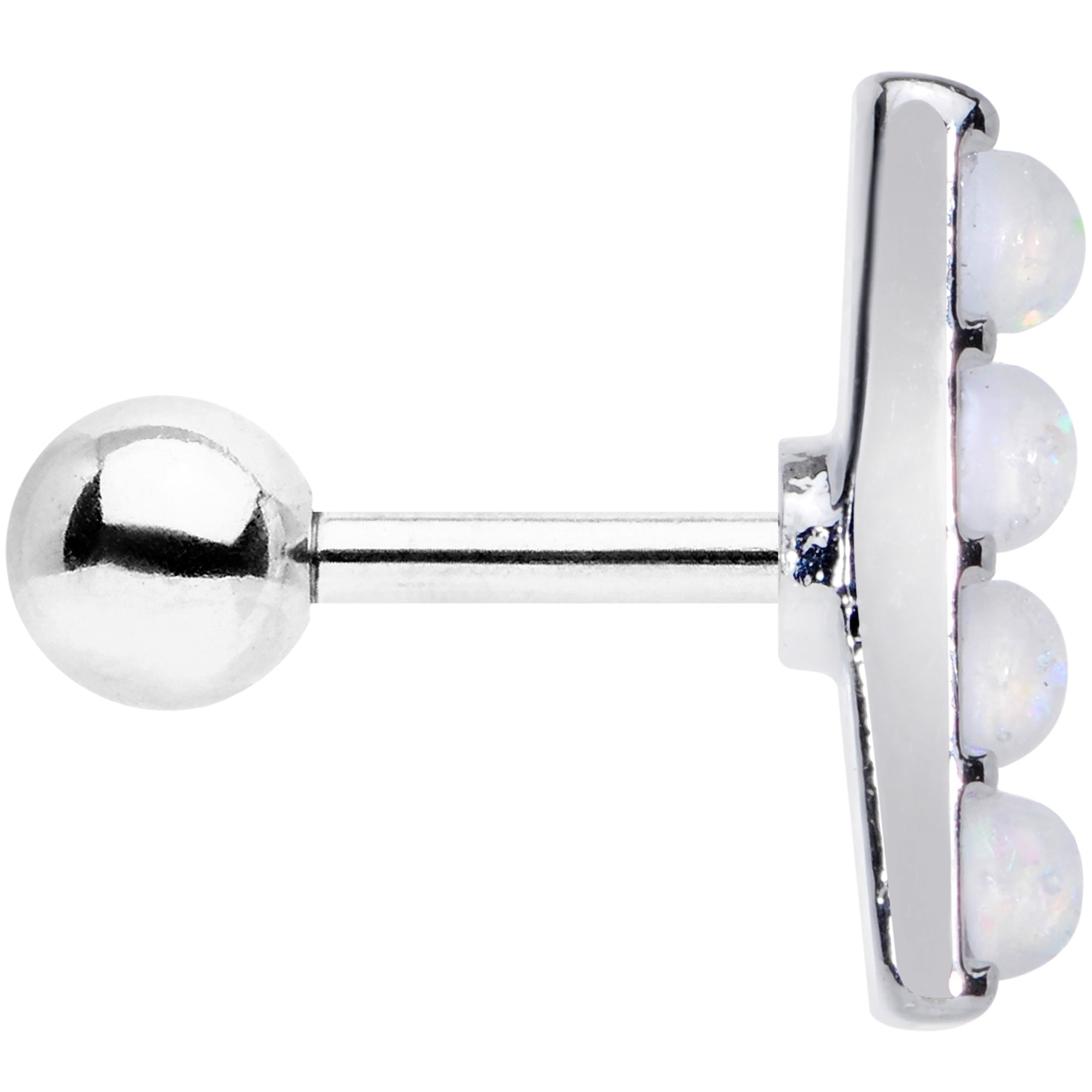 16G 1/4 White Faux Opal Quad Cartilage Tragus Earring