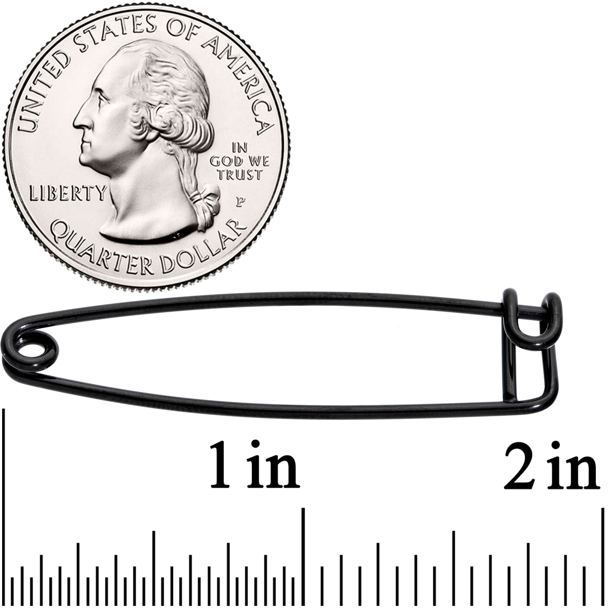 16G Black Punk Rock Safety Pin Industrial Barbell 38mm