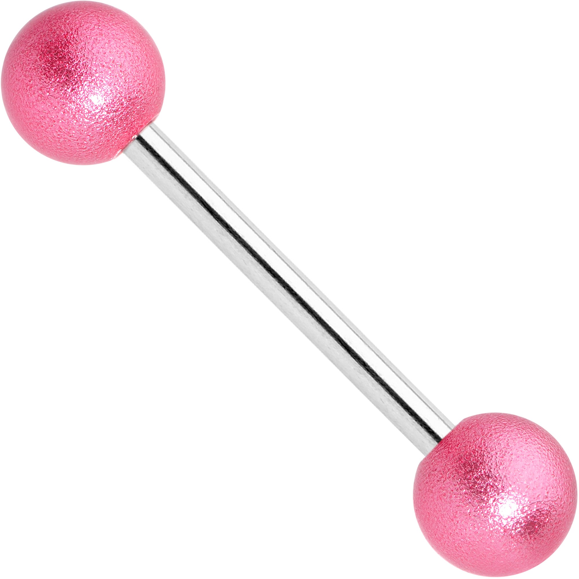 Pink Sandblasted Ball Barbell Tongue Ring