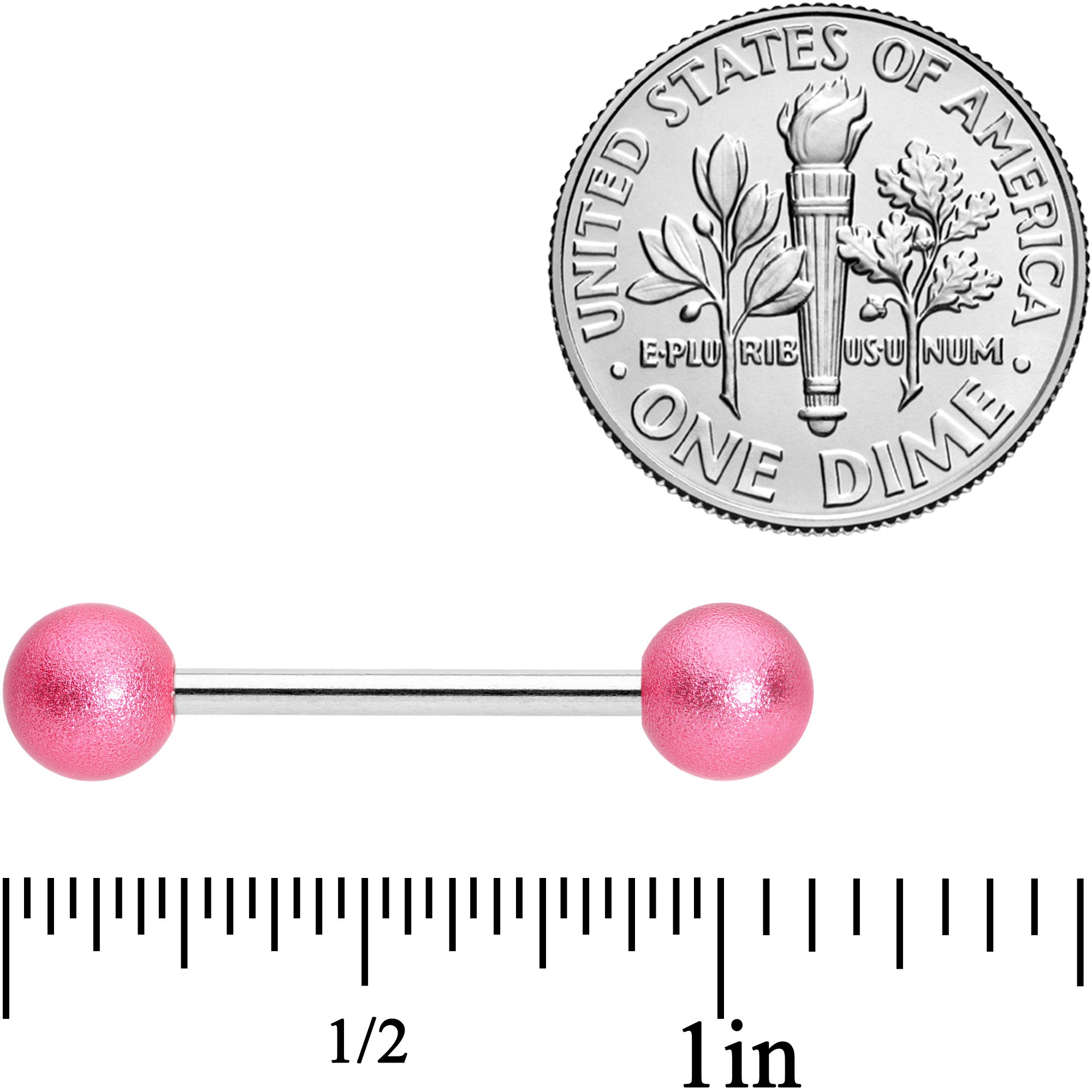 Pink Sandblasted Ball Barbell Tongue Ring