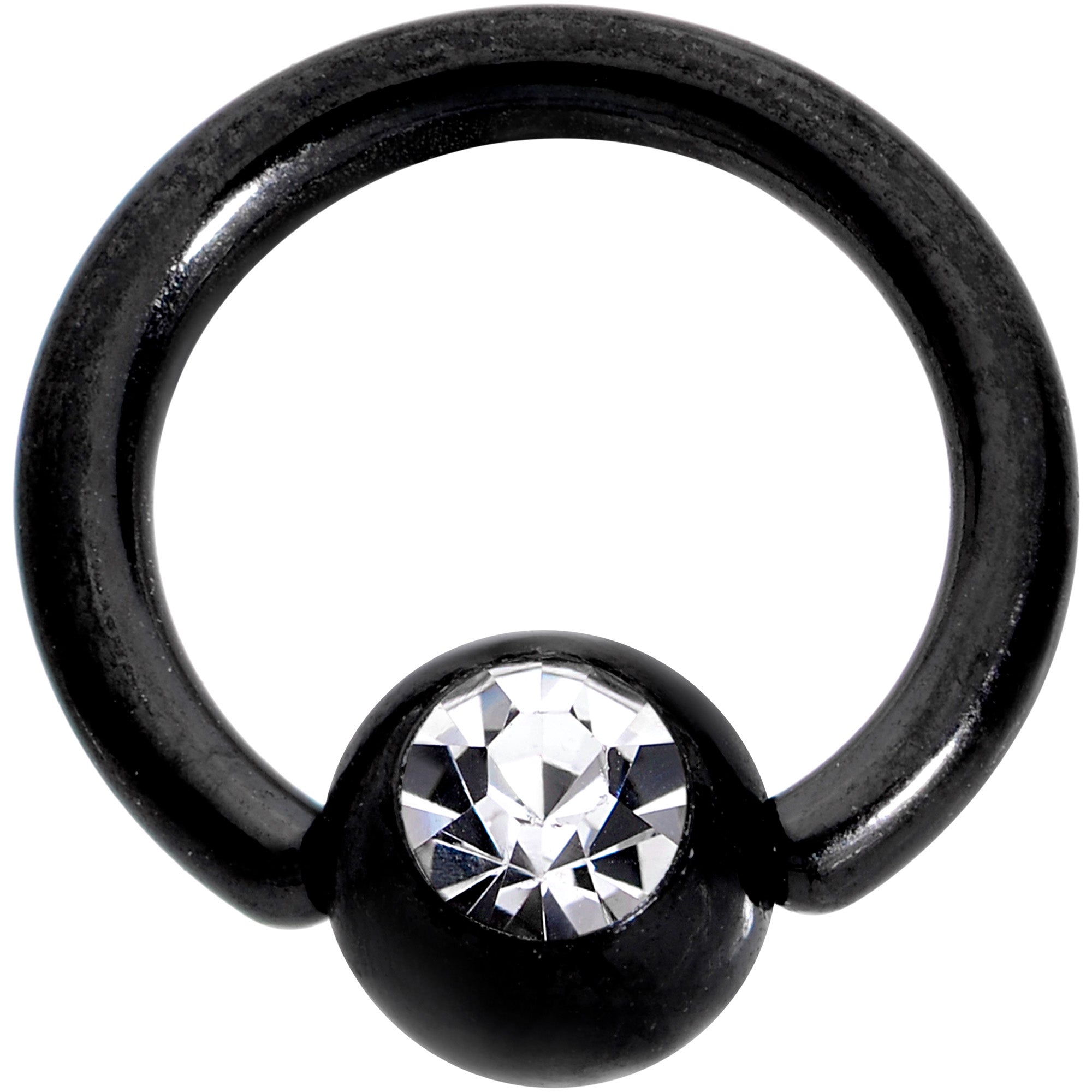 16 Gauge 1/4 Clear Gem Black BCR Captive Ring