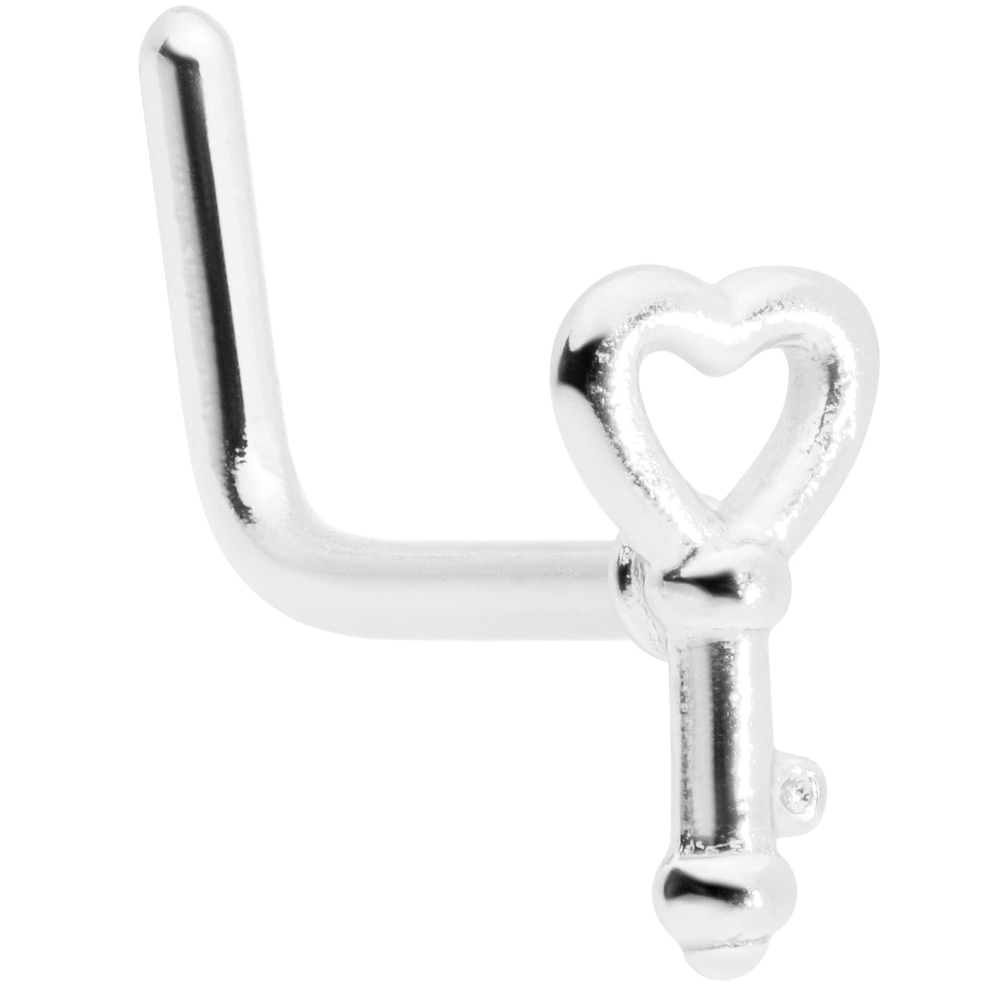 20 Gauge 5/16 Key to Your Heart L Shaped Nose Ring