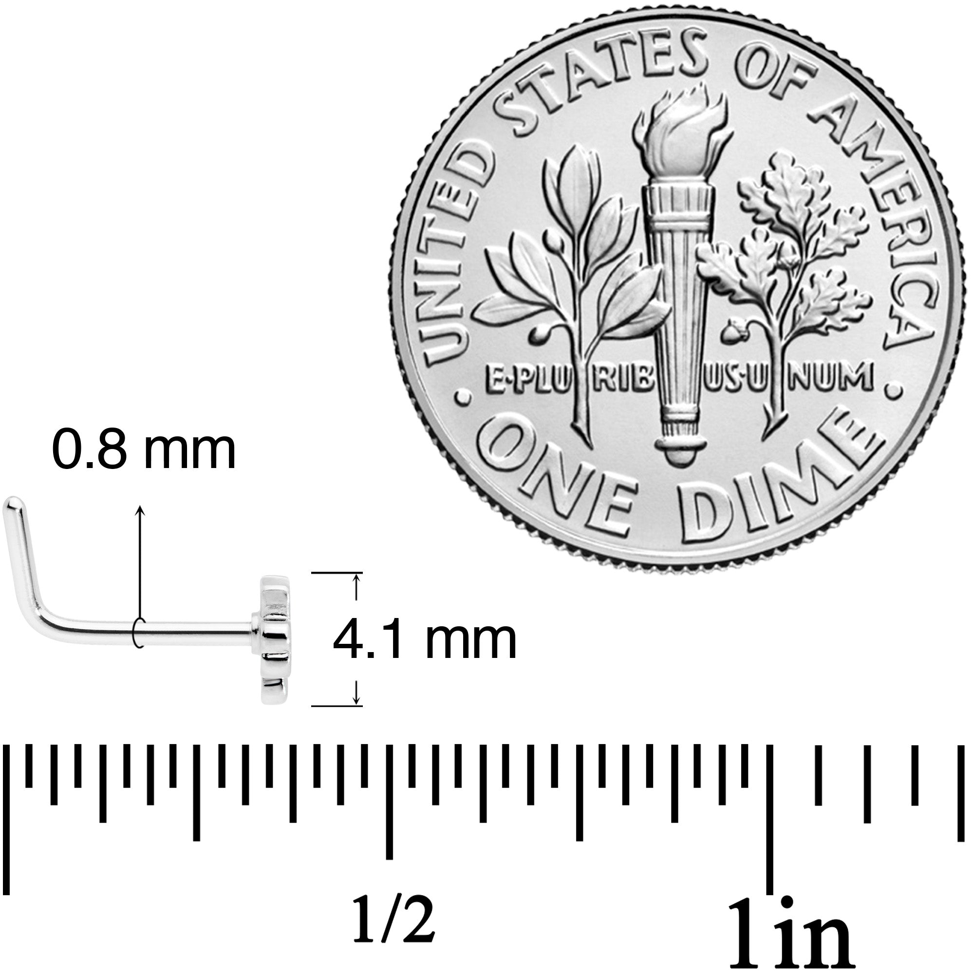 20G 1/4 St Patricks Day Shamrock L Shaped Nose Ring