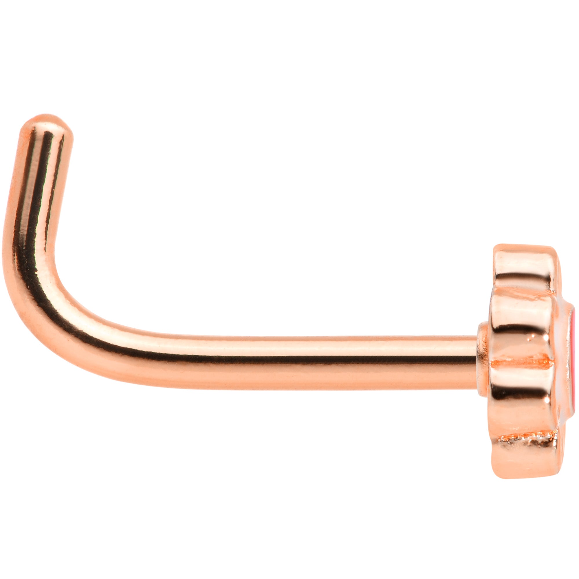 18G 5/16 Rose Gold Tone Spring Flower L Shaped Nose Ring