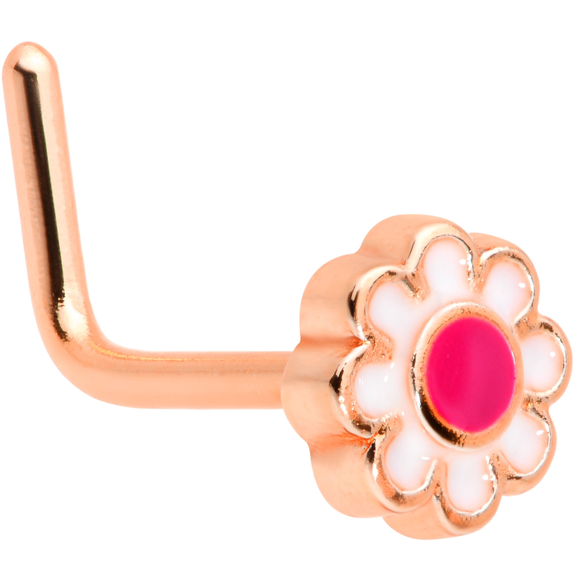 20G 5/16 Rose Gold Tone Spring Flower L Shaped Nose Ring